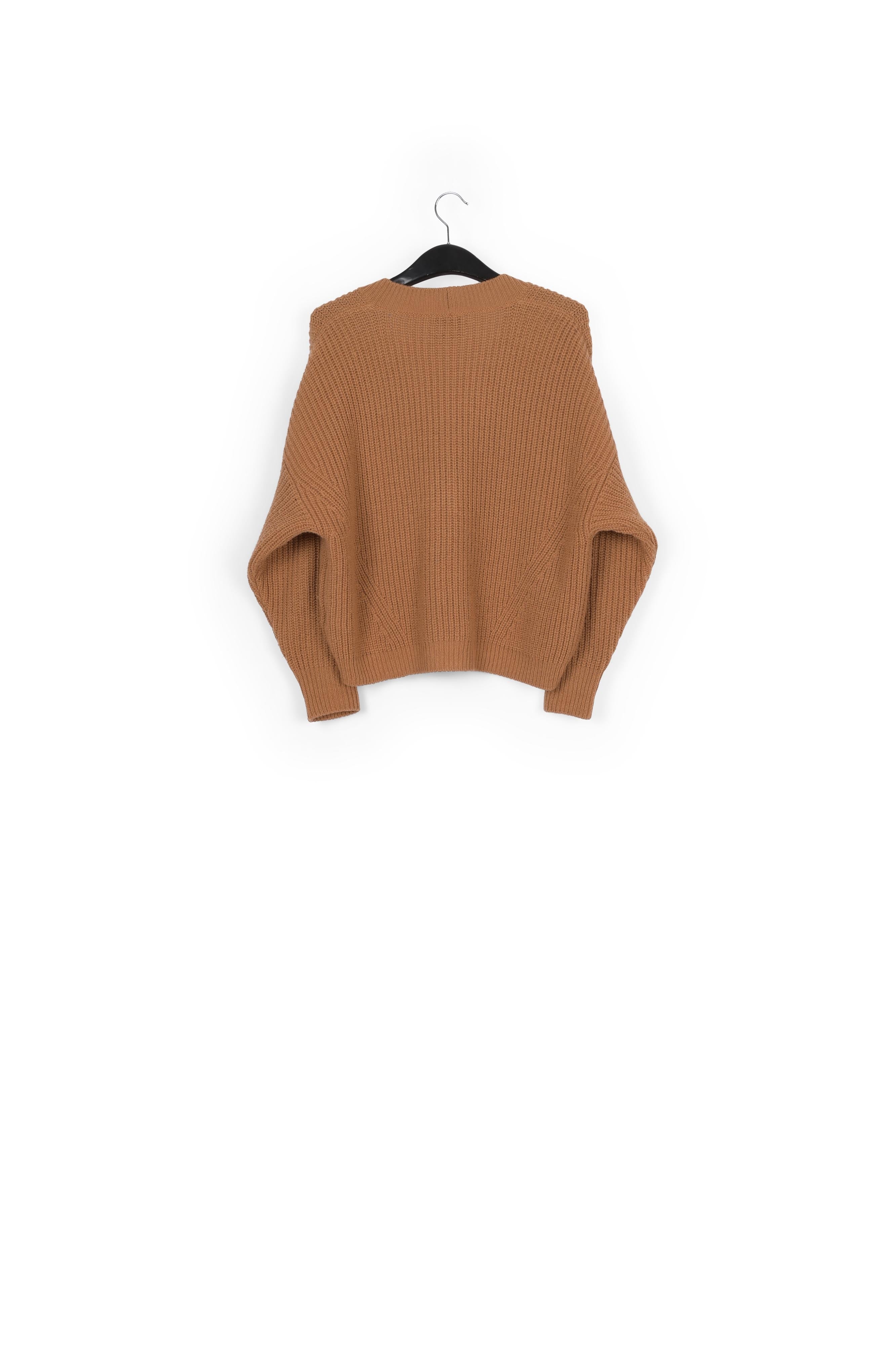 Camel ribbed-knit cardigan RE—SSENTIEL | Essentiel second hand