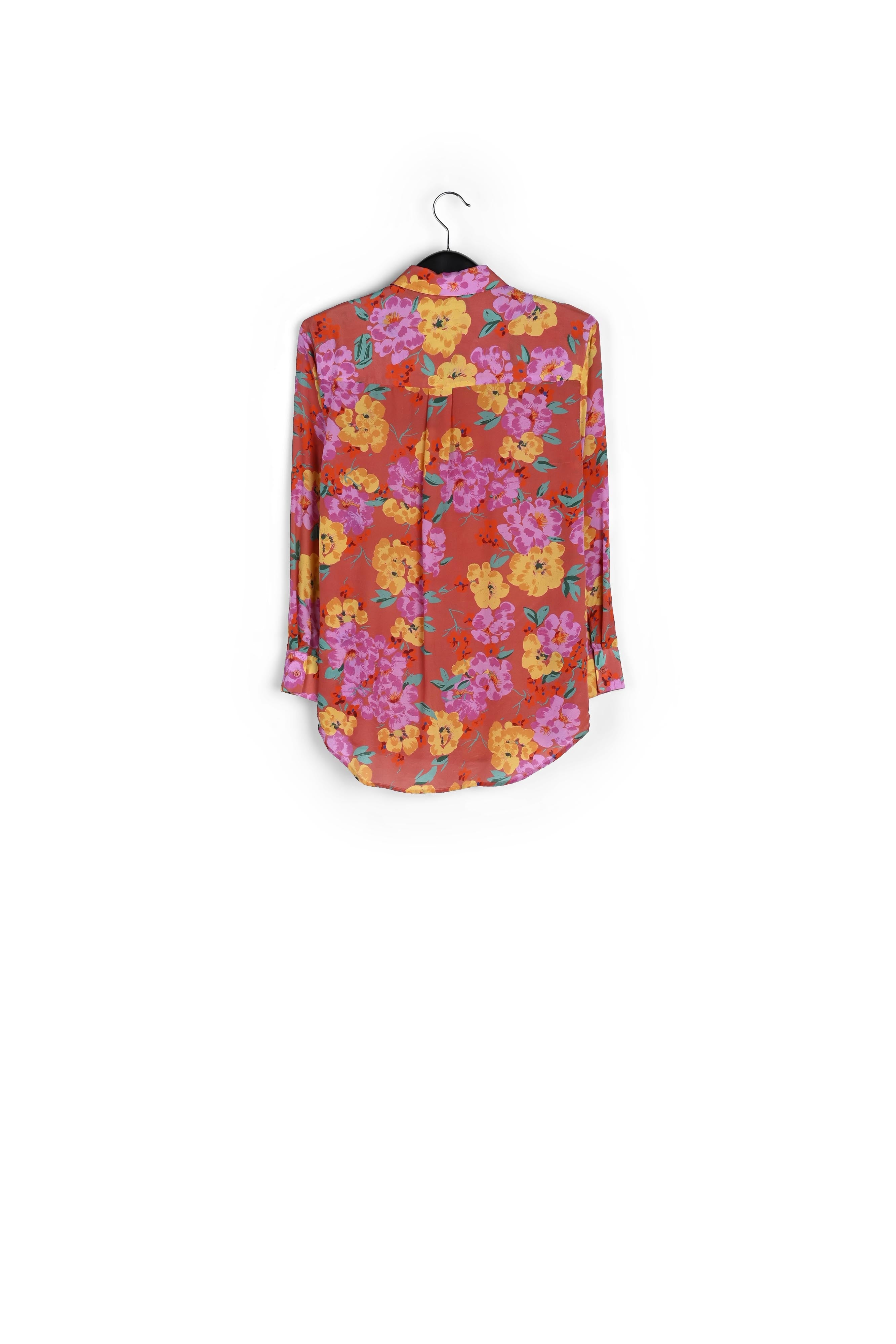 Coral floral-print silk shirt RE—SSENTIEL | Essentiel second hand