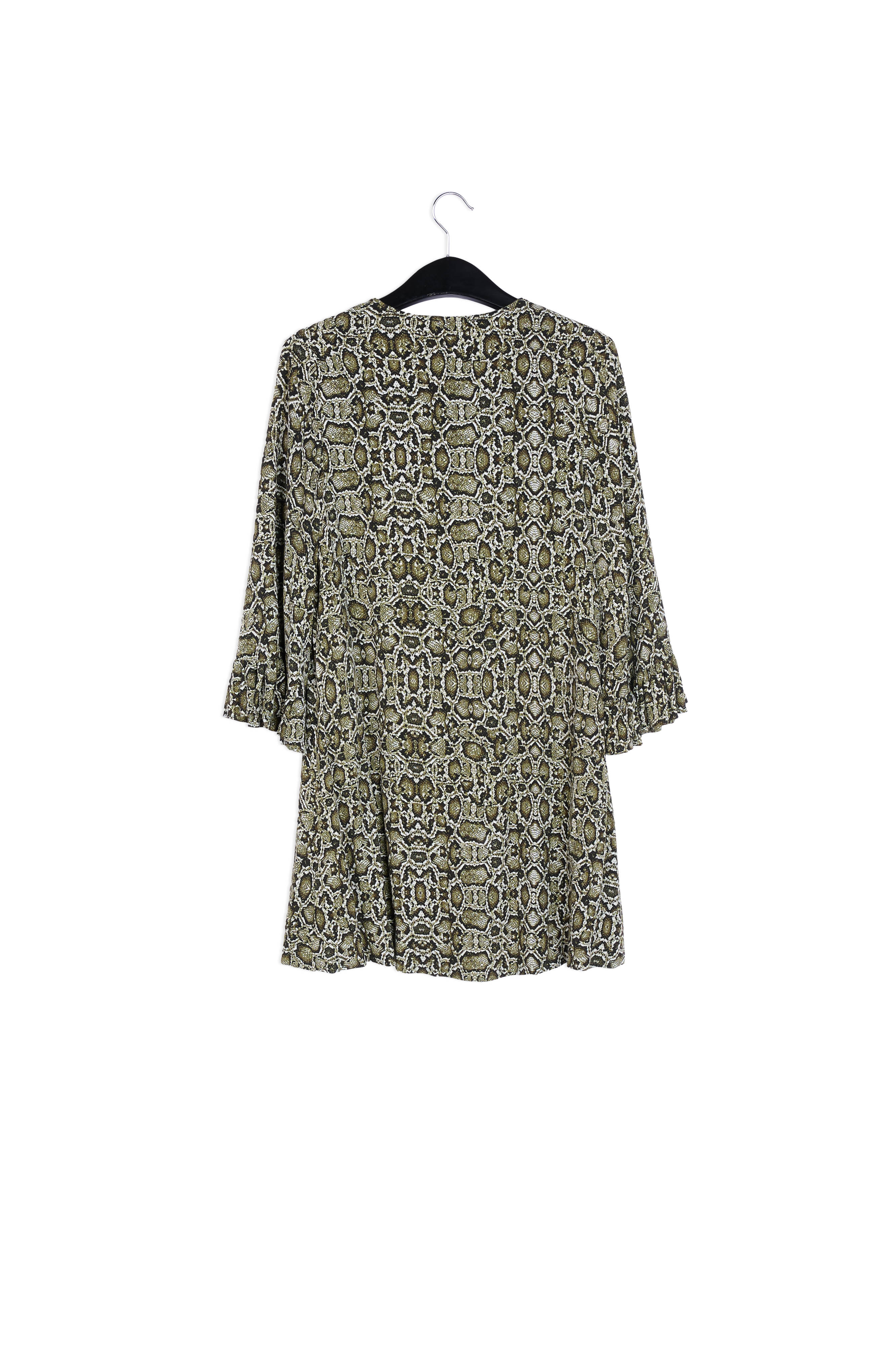 Kakigroene mini-jurk met slangenprint RE—SSENTIEL | Essentiel second hand