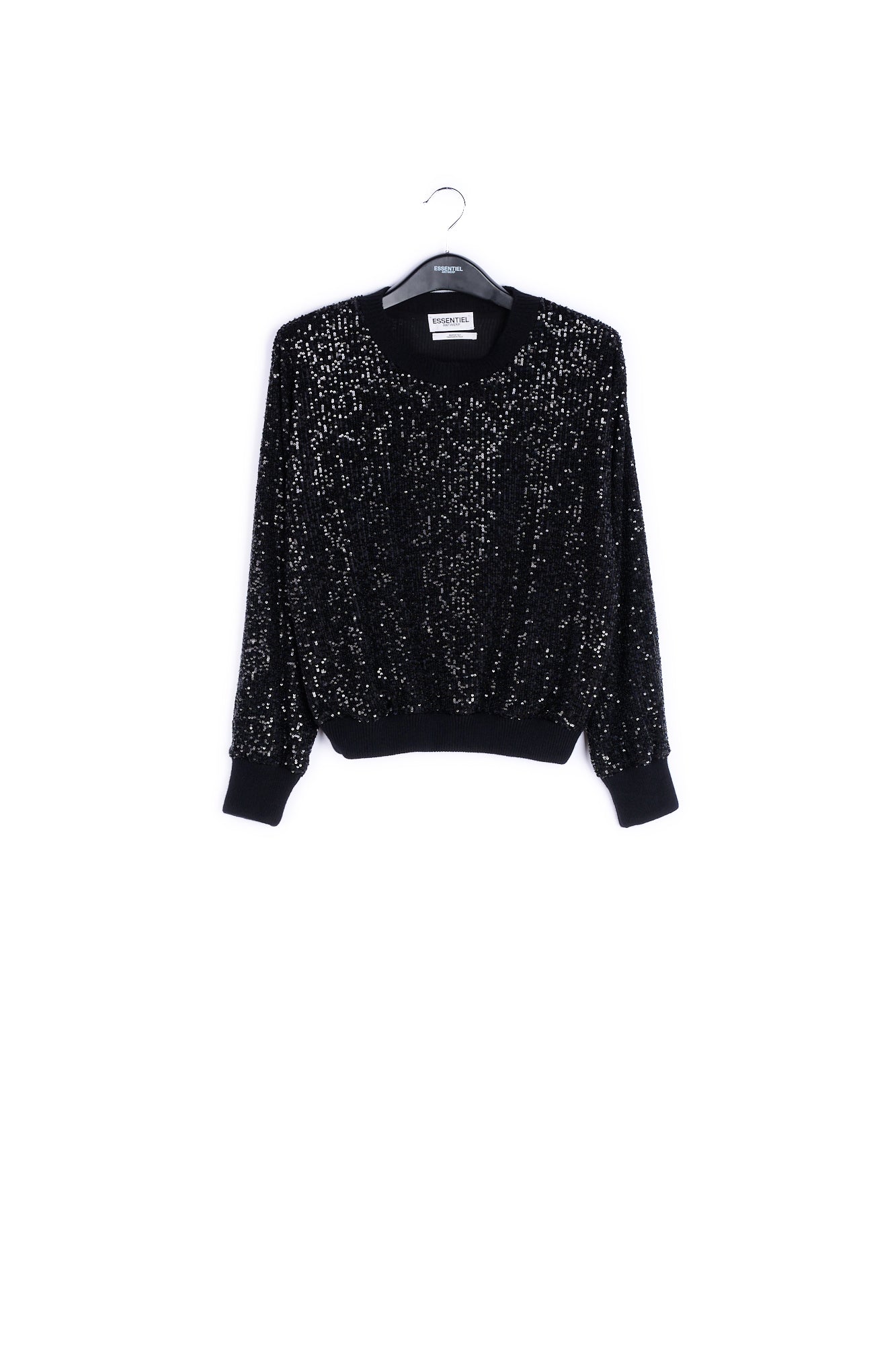 Pull noir tricoté et pailleté RE—SSENTIEL | Essentiel second hand