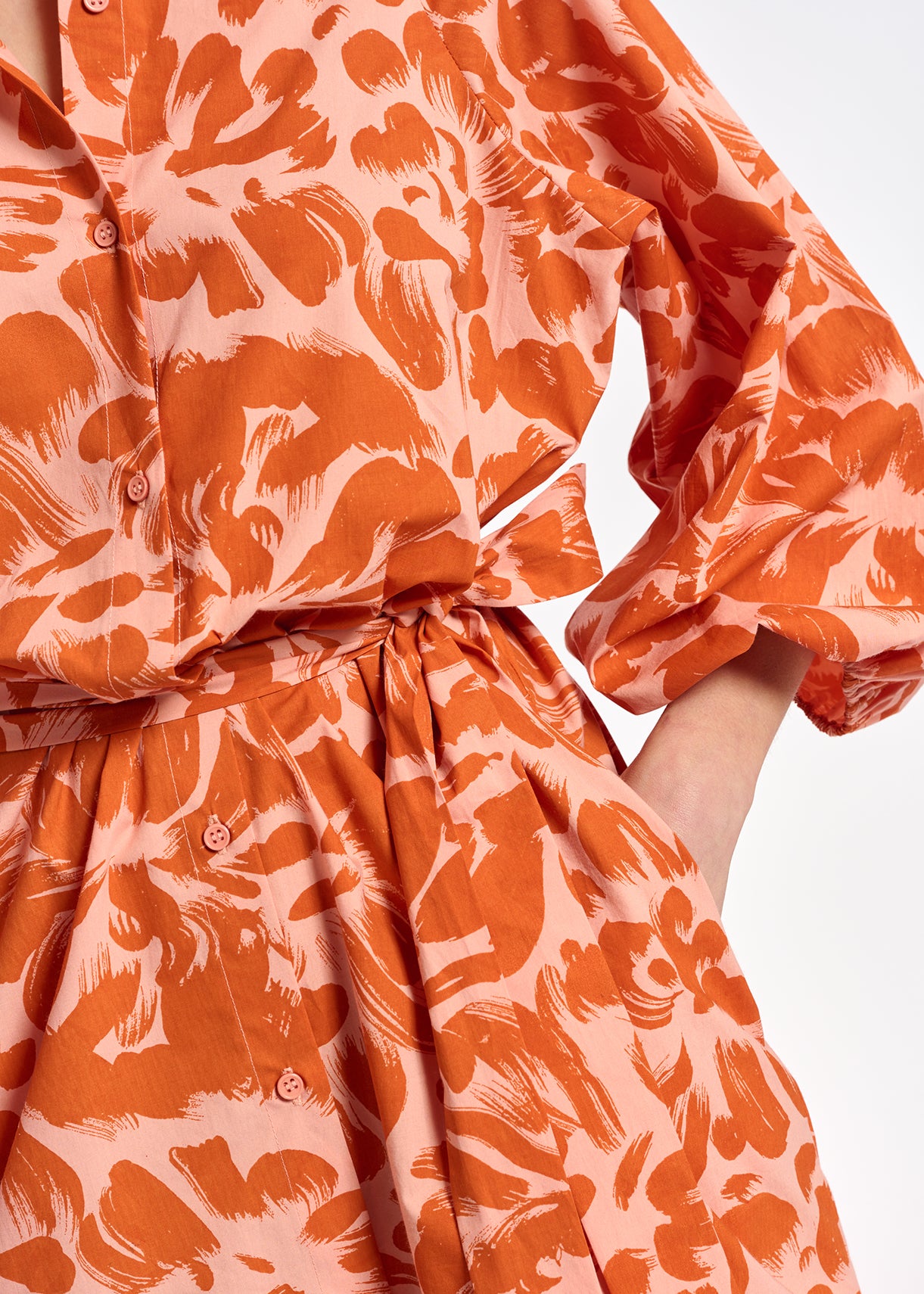 Light pink and orange floral-print mini dress RE—SSENTIEL | Essentiel second hand