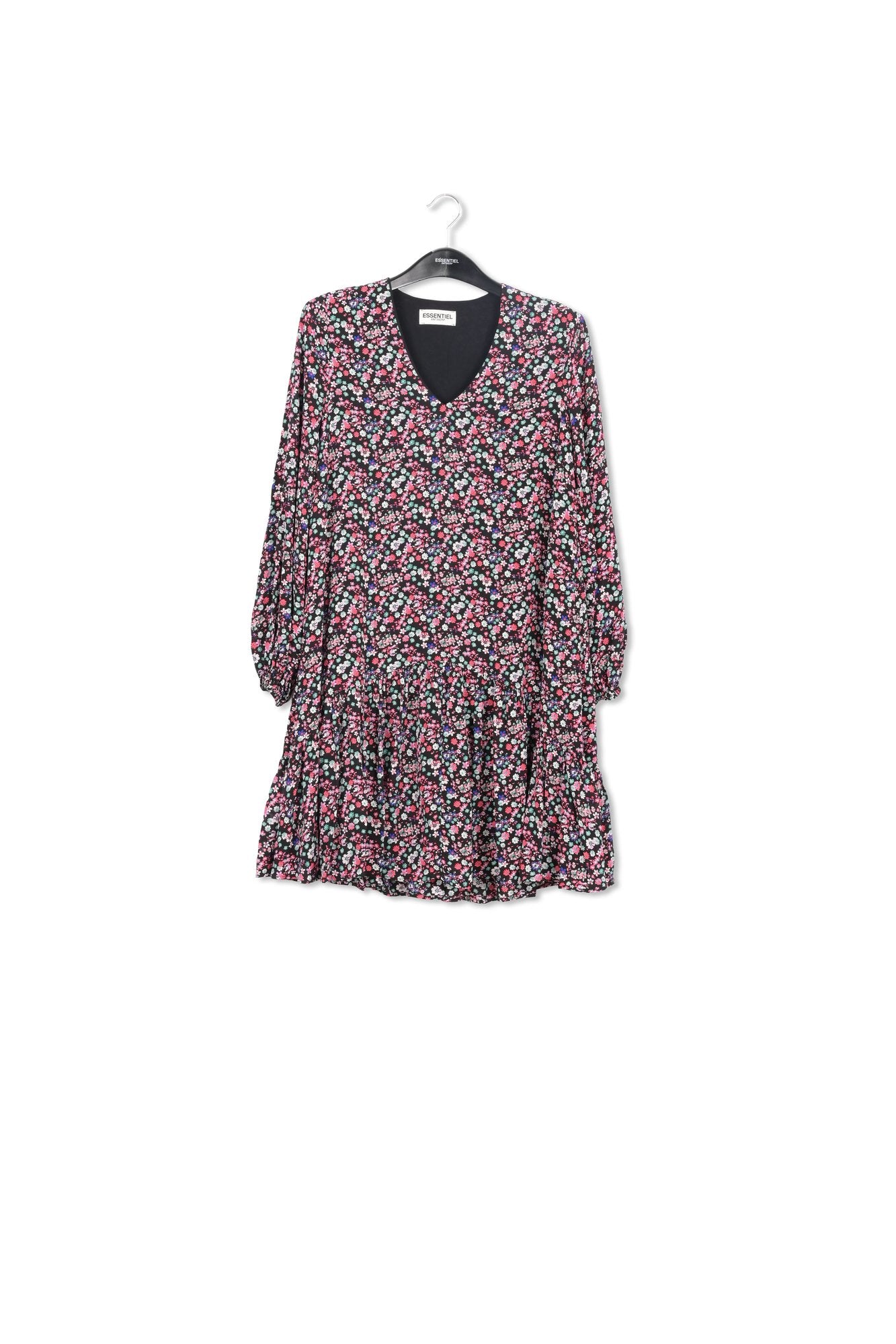 Black floral-print mini dress RE—SSENTIEL | Essentiel second hand