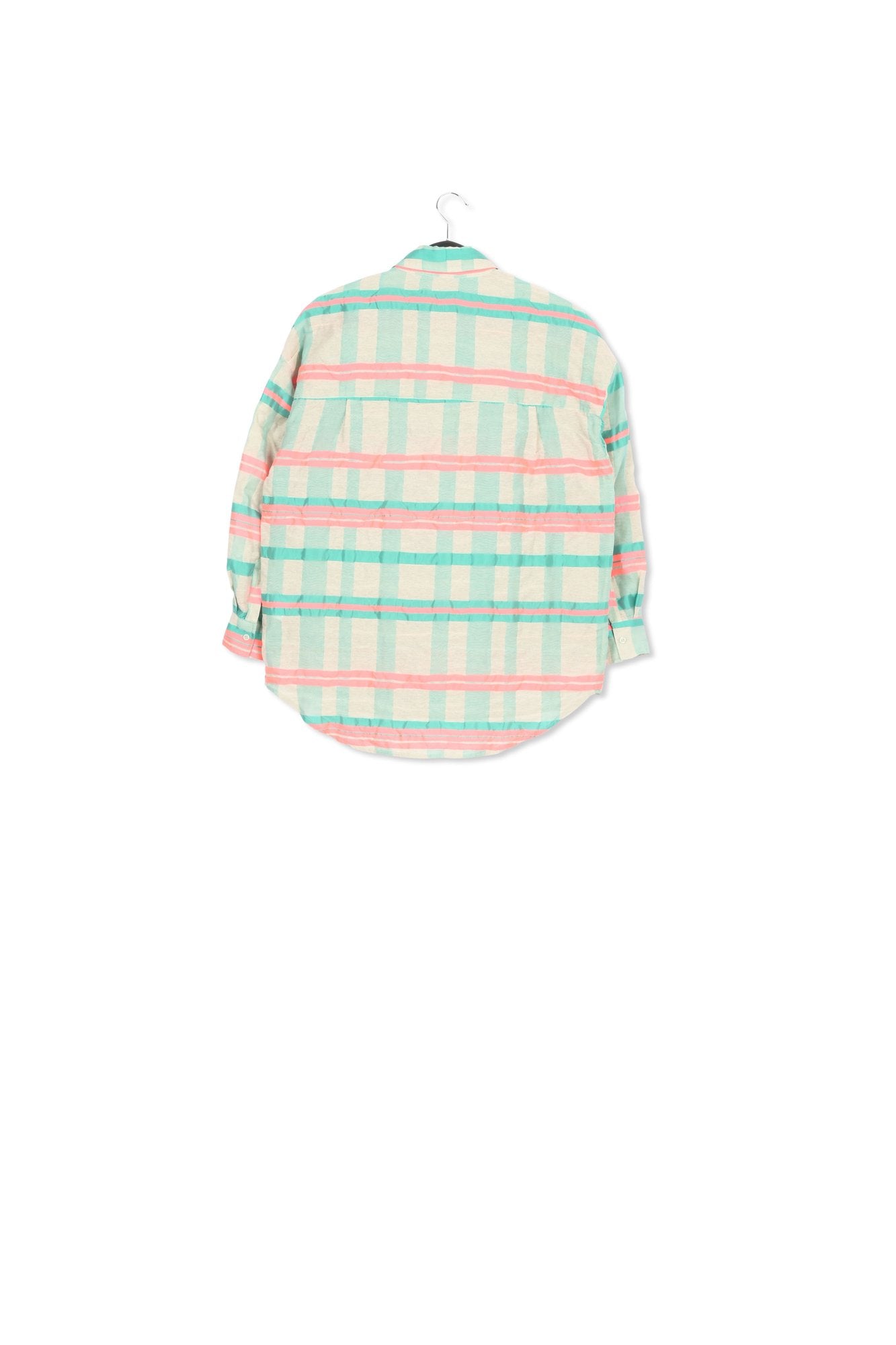 Peach, orange and blue oversized shirt with check motif RE—SSENTIEL | Essentiel second hand