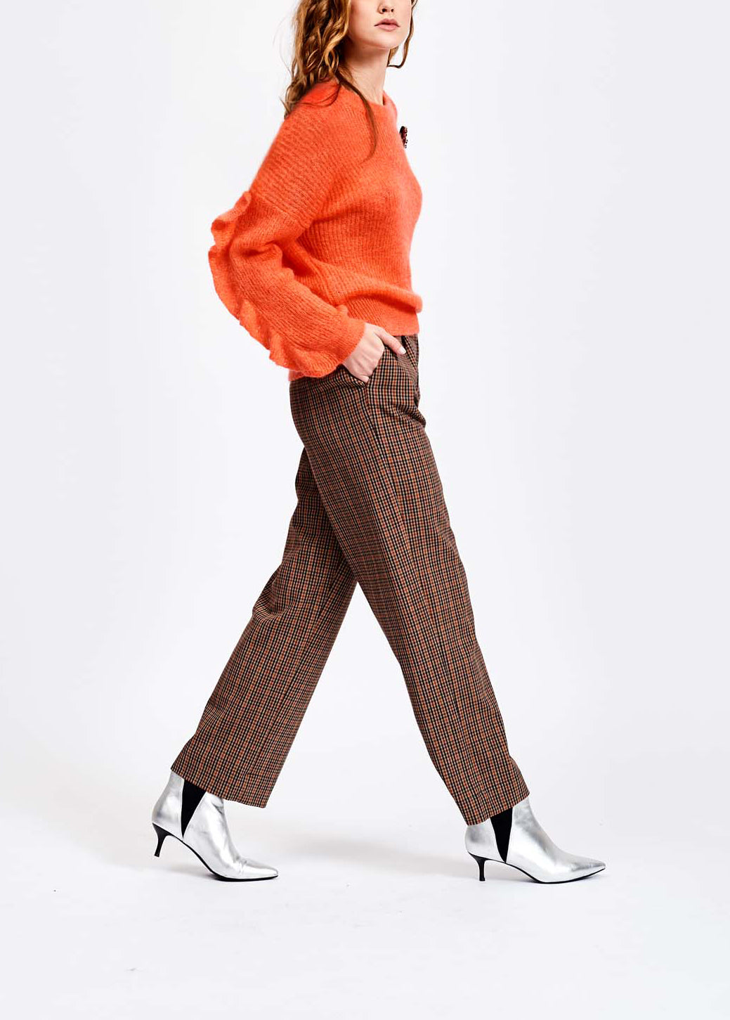 Soft mohair ruffled sweater in light blue RE—SSENTIEL | Essentiel second hand