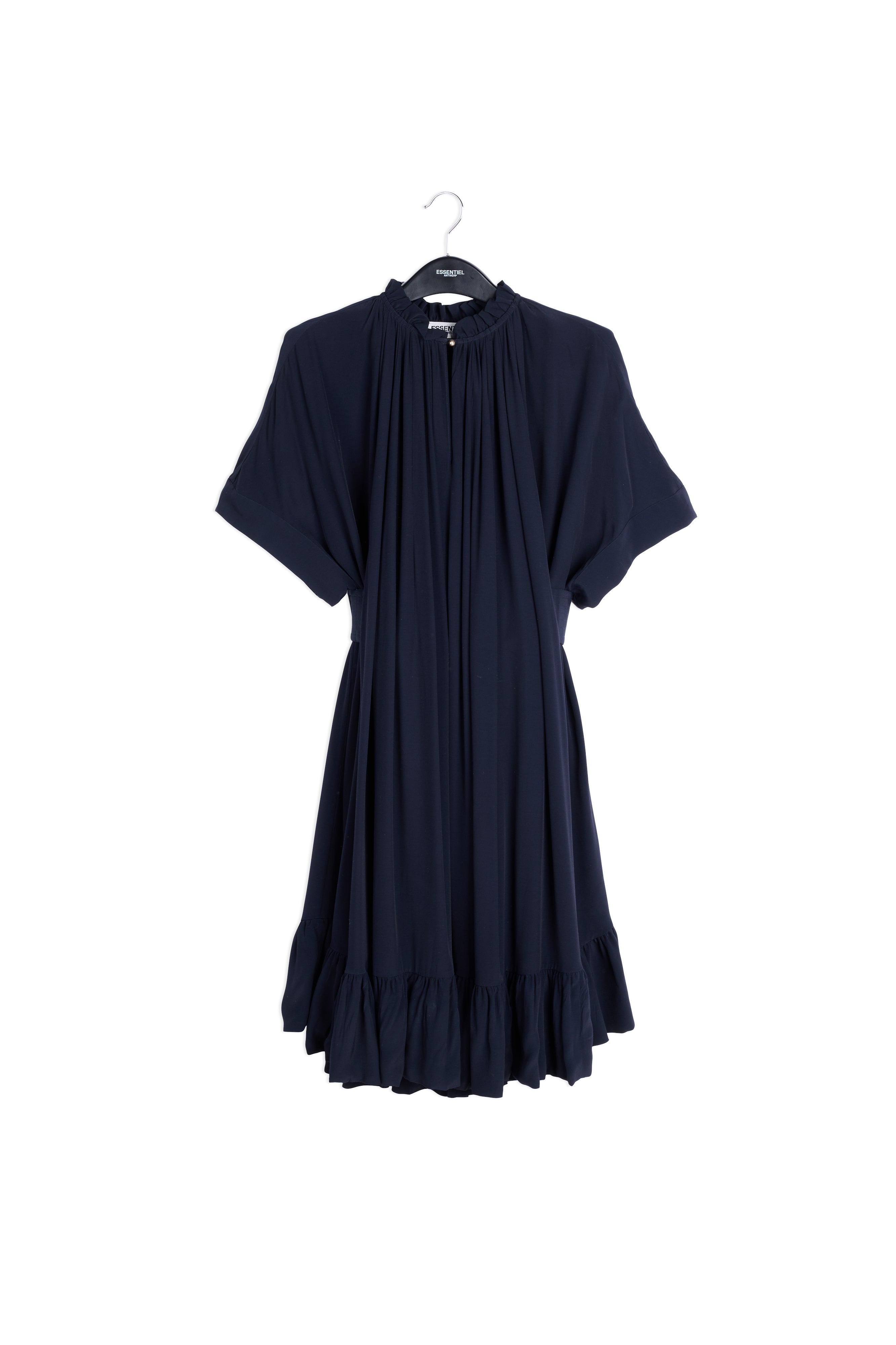 Oversized donkerblauwe jurk met volants RE—SSENTIEL | Essentiel second hand