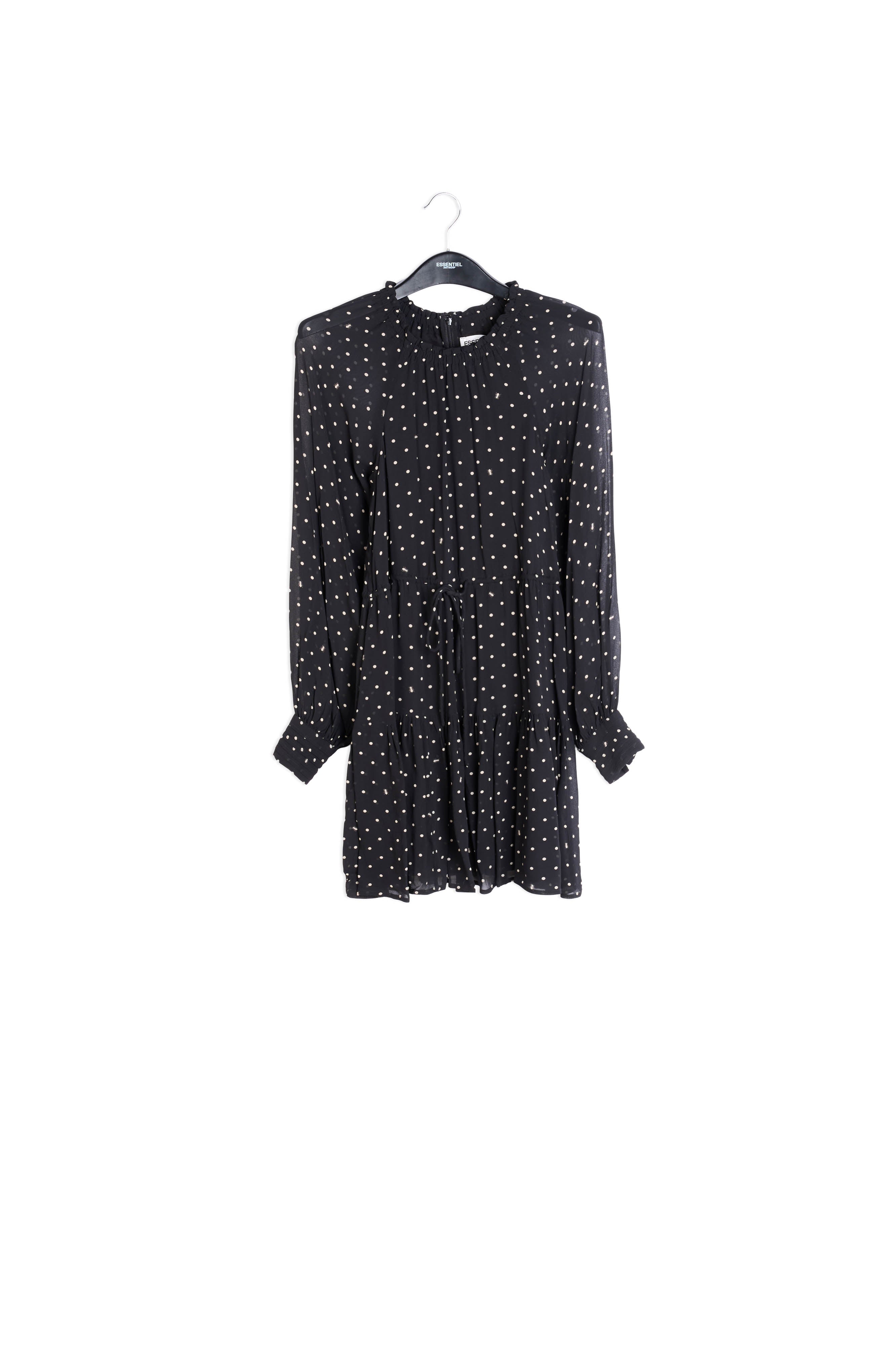 Black and off-white dotted mini dress RE—SSENTIEL | Essentiel second hand