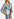 Robe midi à imprimé fleuri rose clair, bleu et pourpre Faume - seconde main