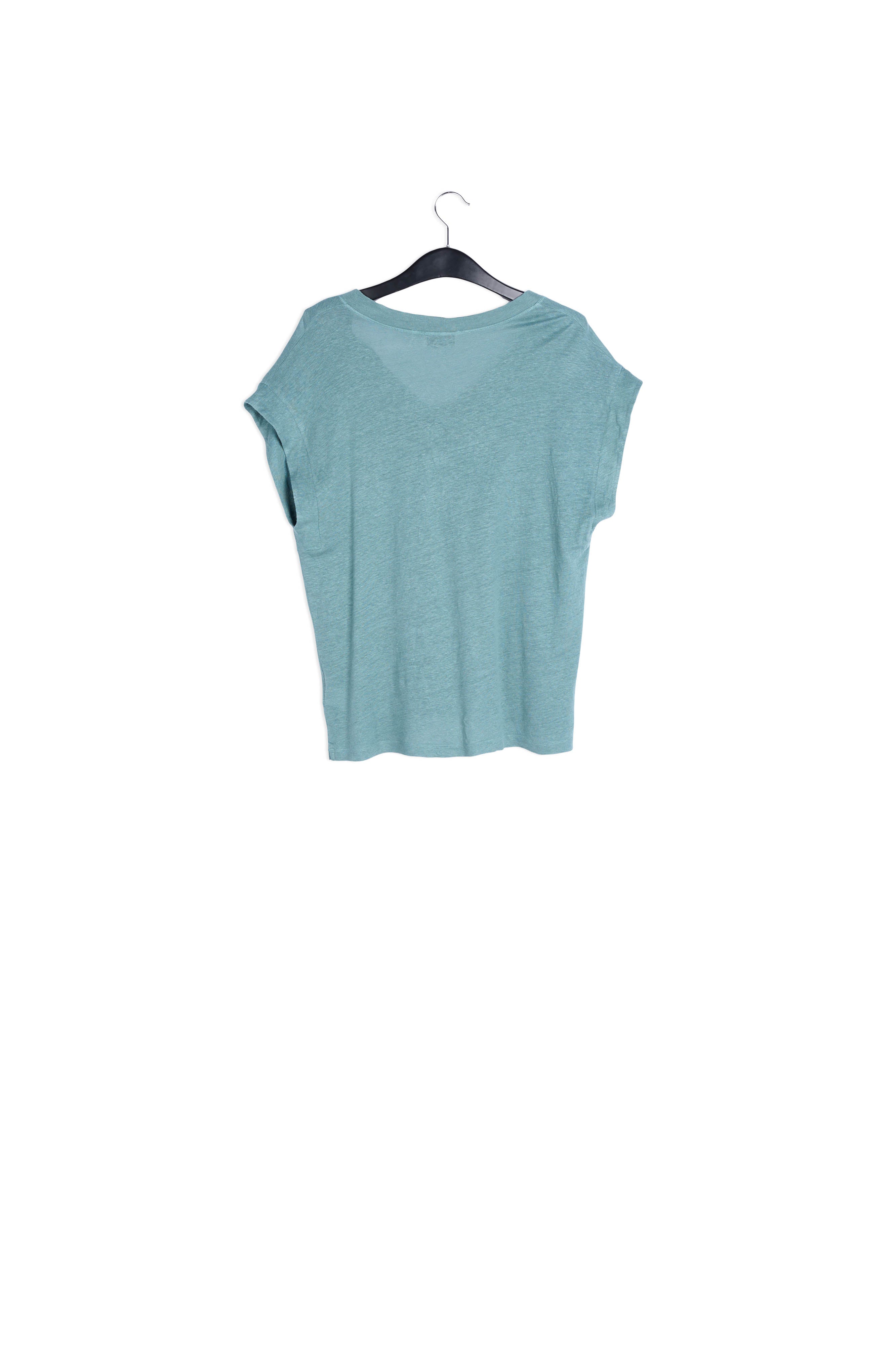 Blue linen V-neck T-shirt RE—SSENTIEL | Essentiel second hand