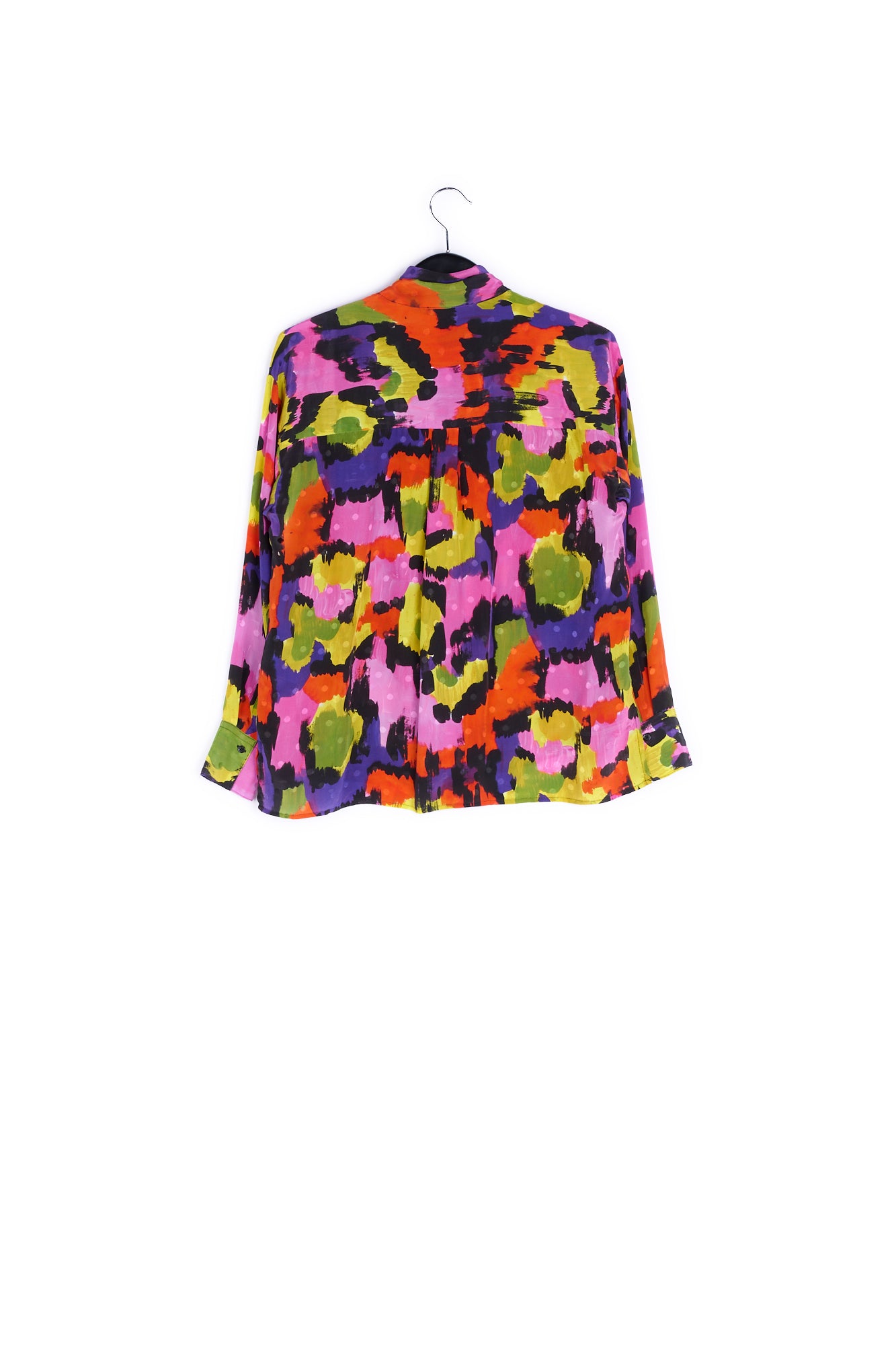 Colorful silk shirt with pussy-bow collar RE—SSENTIEL | Essentiel second hand