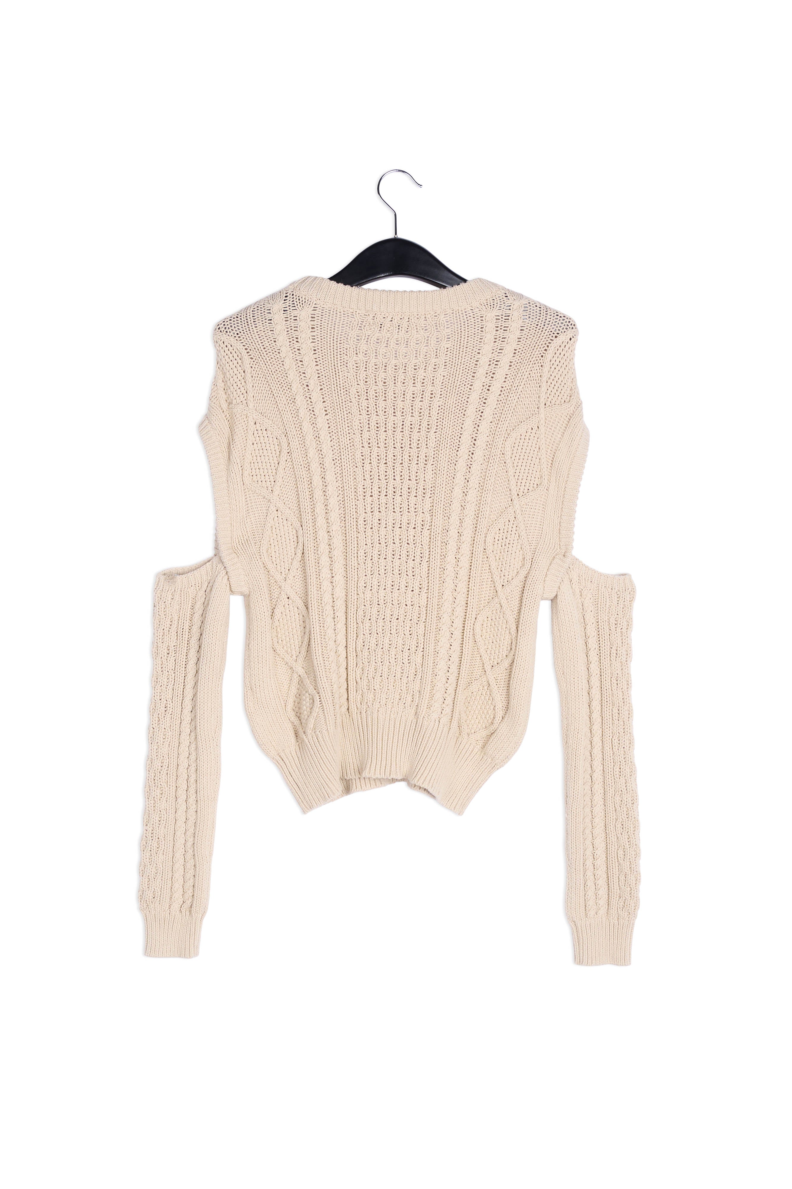 Ecru kabelgebreide trui met verwijderbare mouwen RE—SSENTIEL | Essentiel second hand