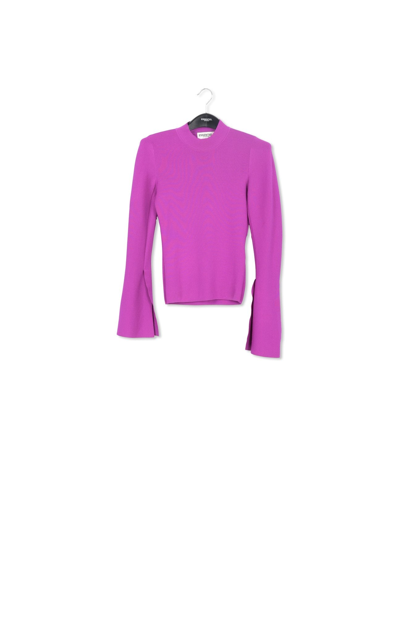 Purple slim-fit knit sweater with trumpet sleeves RE—SSENTIEL | Essentiel second hand