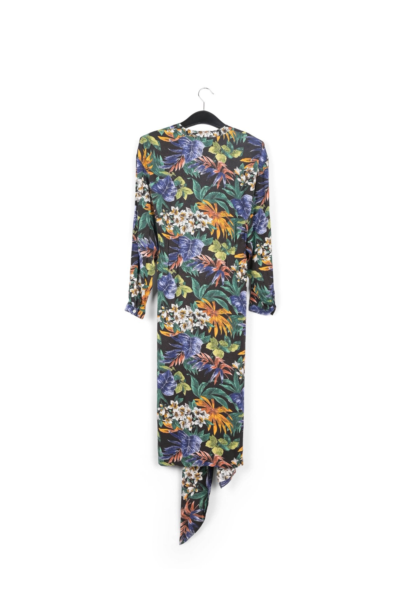 Blue, green and orange floral-print midi dress RE—SSENTIEL | Essentiel second hand