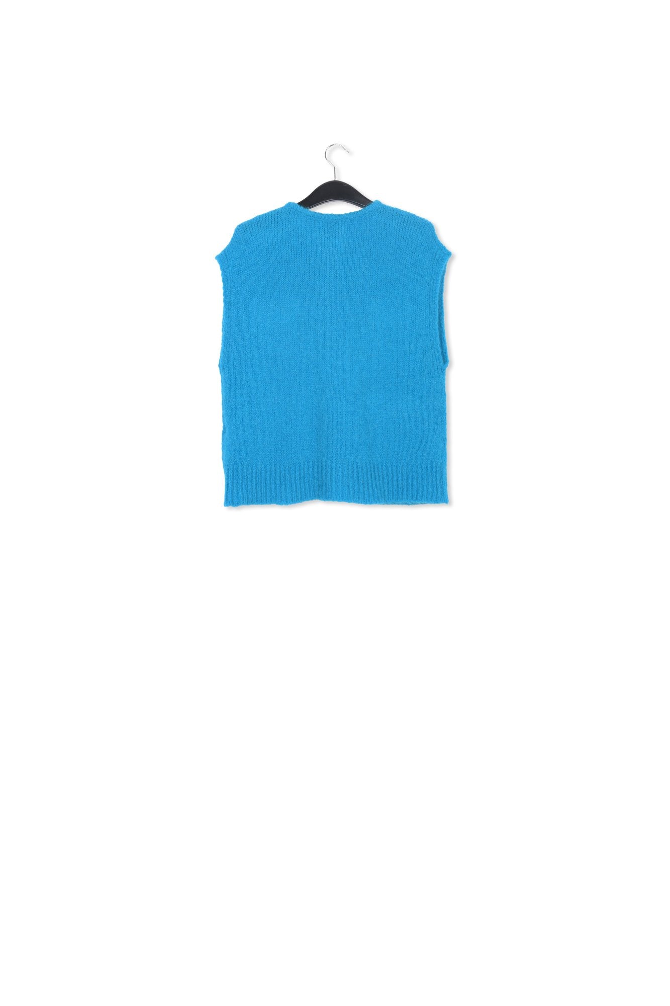 Cardigan sans manches en mohair mélangé bleu RE—SSENTIEL | Essentiel second hand