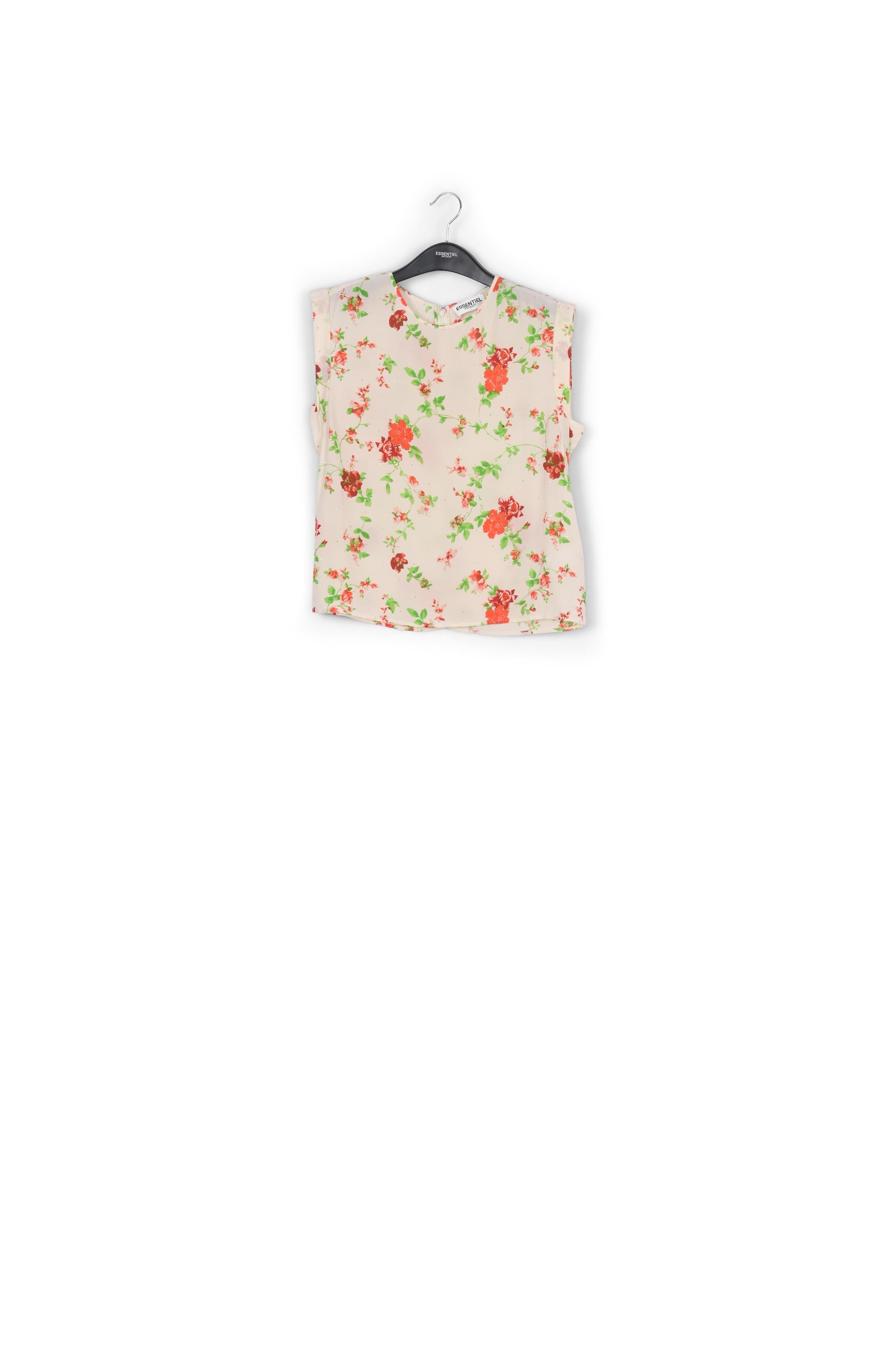 Off-white floral top with rhinestones RE—SSENTIEL | Essentiel second hand