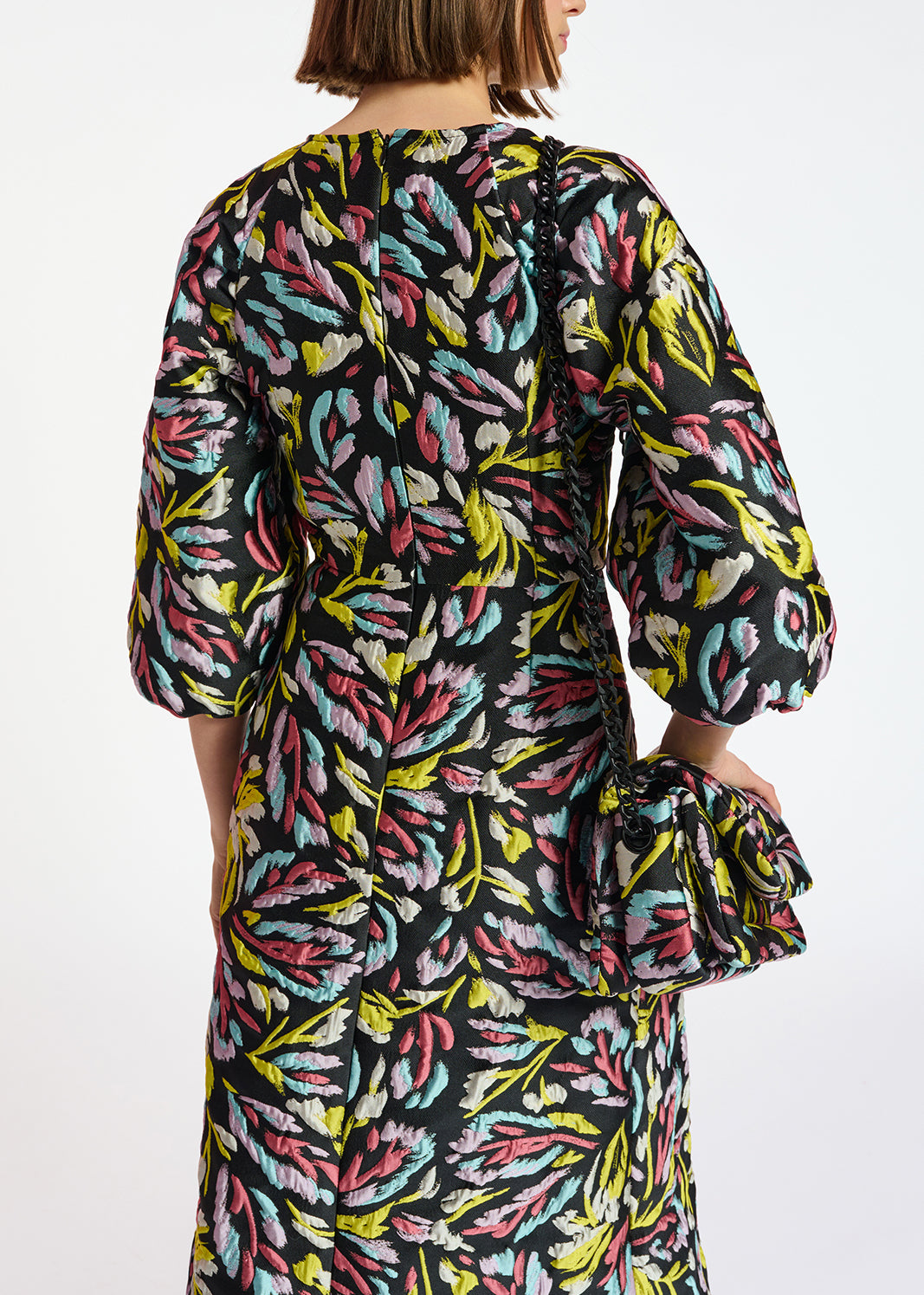 Black, yellow and lilac jacquard midi dress RE—SSENTIEL | Essentiel second hand