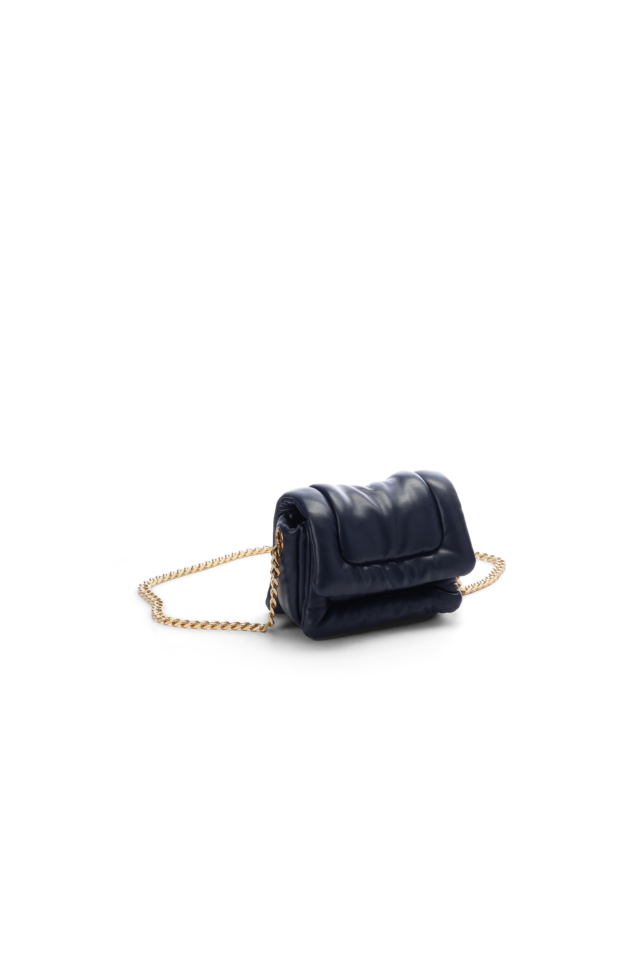 Dark blue puffy faux leather shoulder bag RE—SSENTIEL | Essentiel second hand