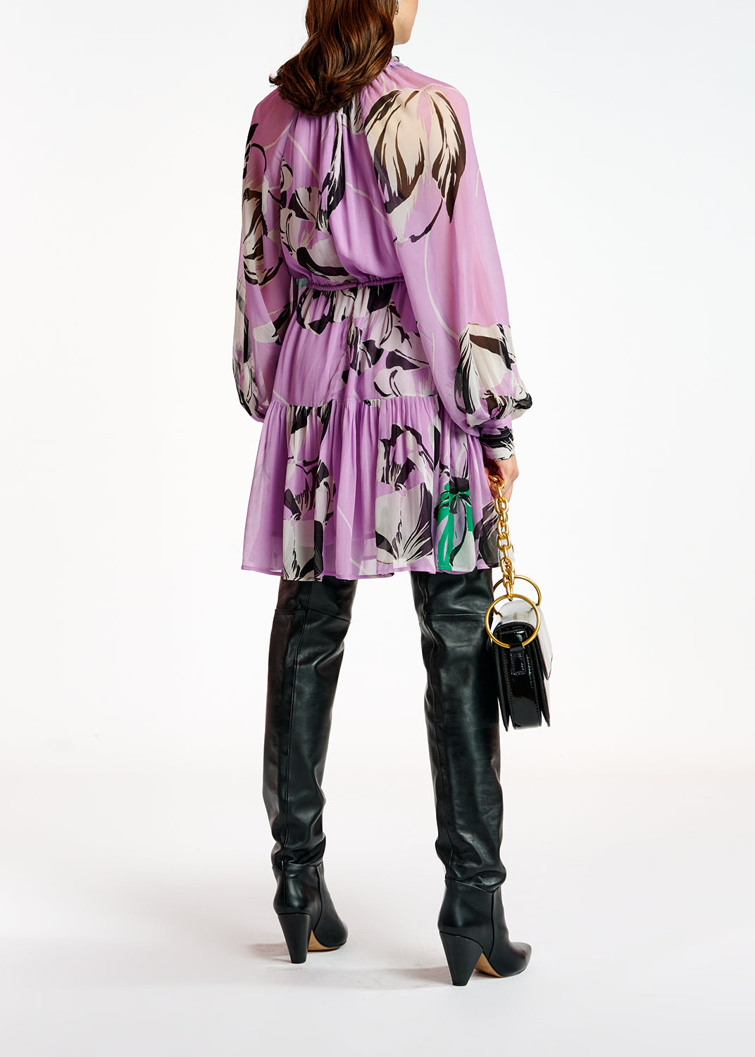 Lila mini-jurk met bloemenprint RE—SSENTIEL | Essentiel second hand