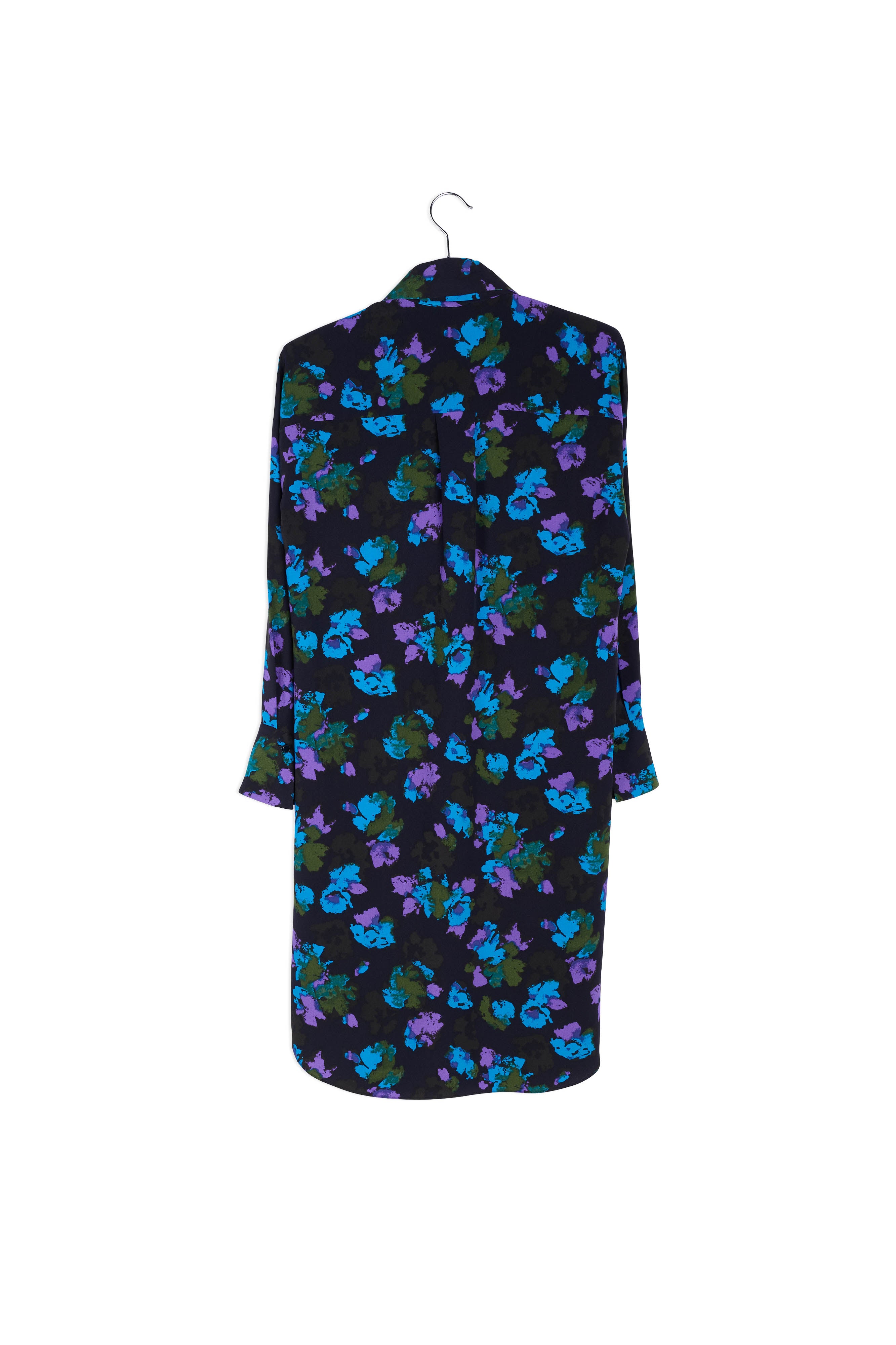 Midi-hemdjurk met zwart en blauwe bloemenprint RE—SSENTIEL | Essentiel second hand