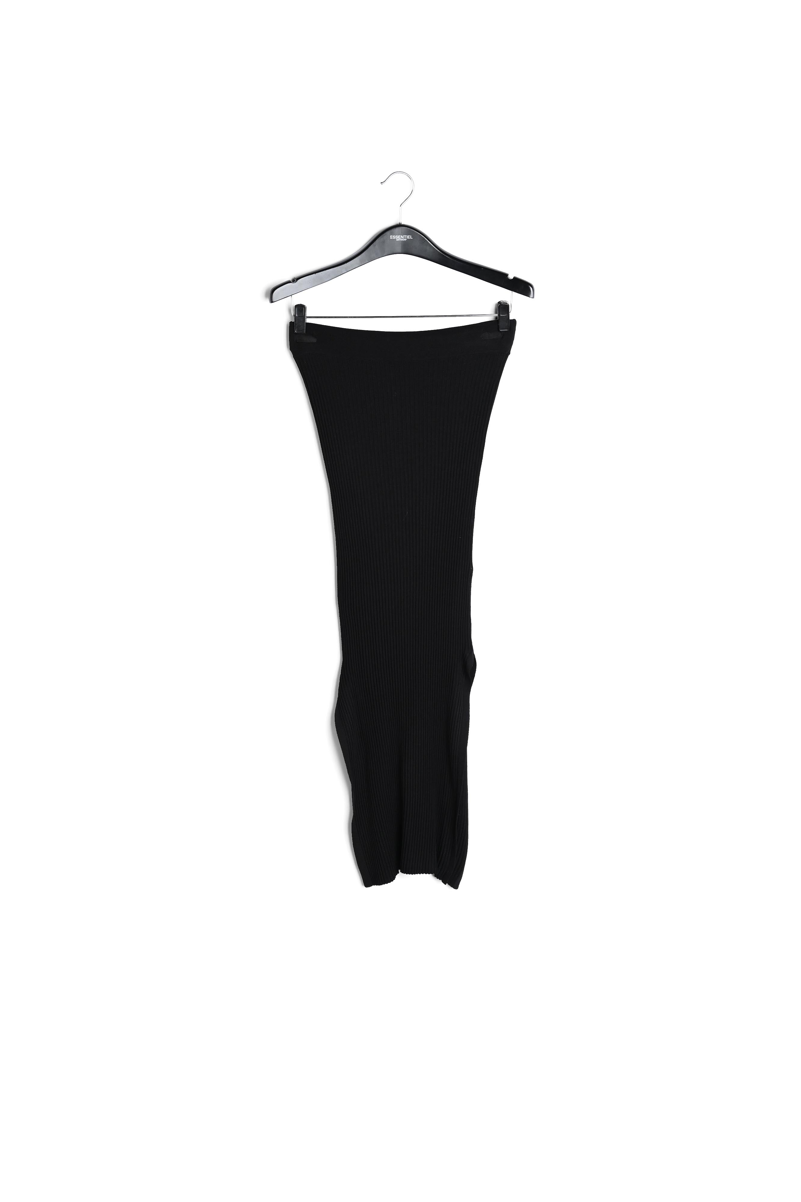 Jupe midi noire en côtes avec fente RE—SSENTIEL | Essentiel second hand