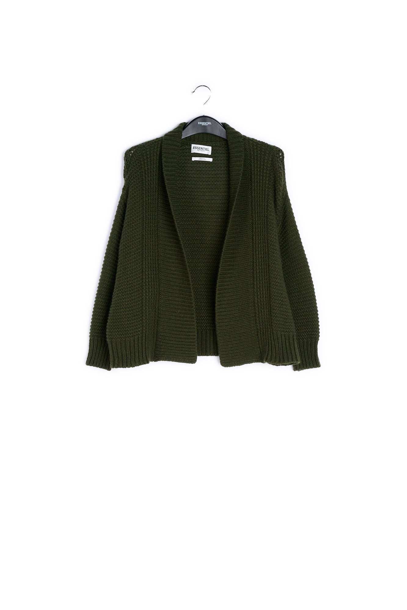 Pine green big sleeves knit cardigan RE—SSENTIEL | Essentiel second hand