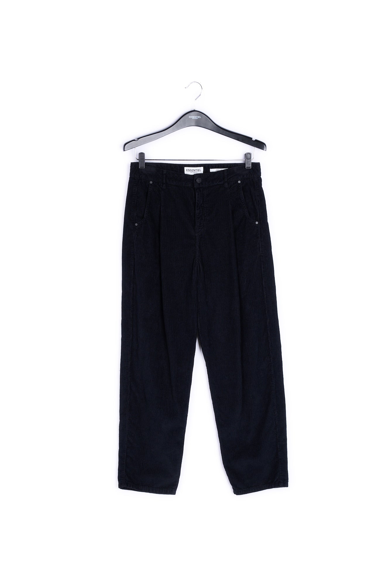 Black cotton-corduroy trousers RE—SSENTIEL | Essentiel second hand