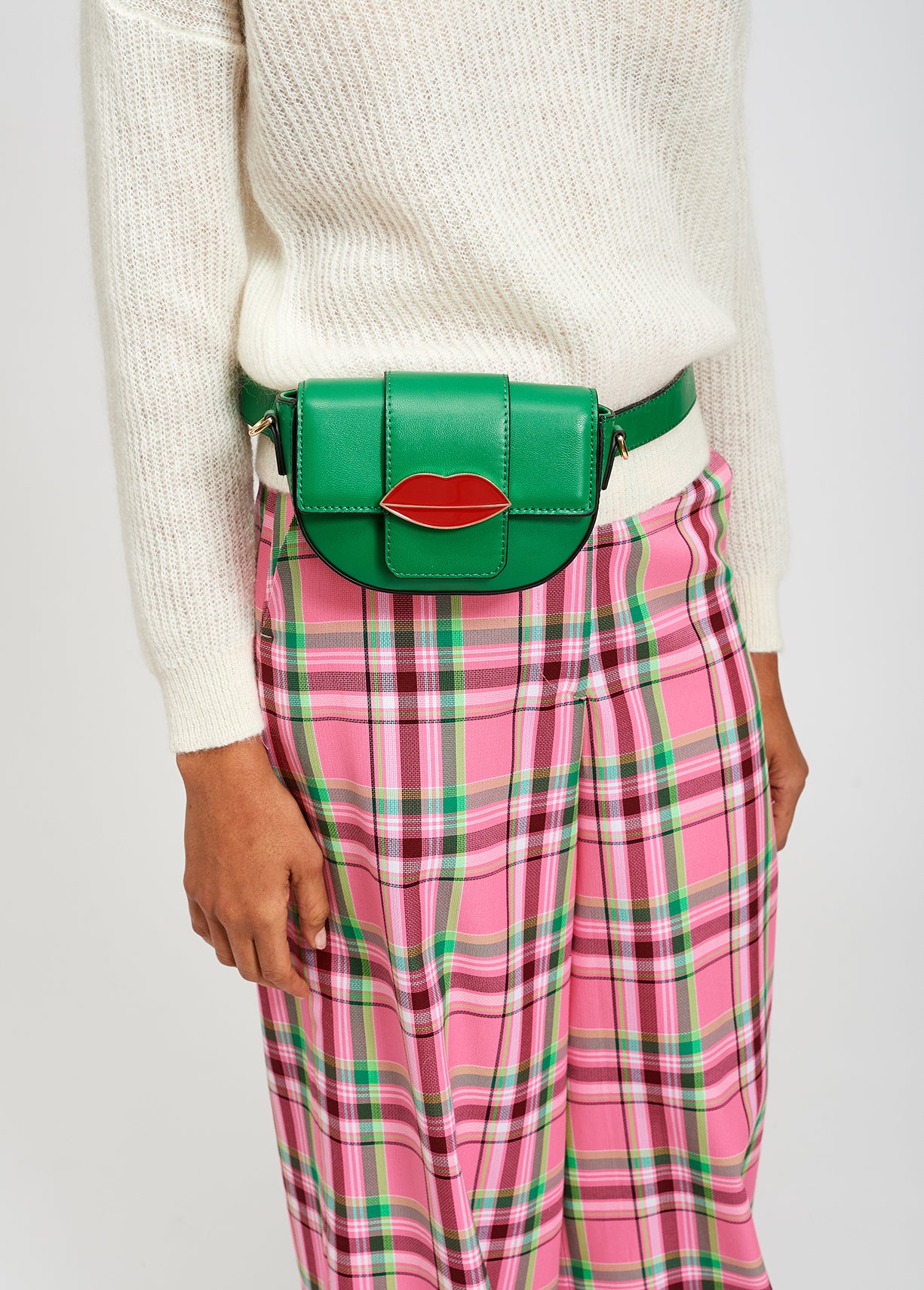 Fuchsia mohair blend v-neck sweater RE—SSENTIEL | Essentiel second hand