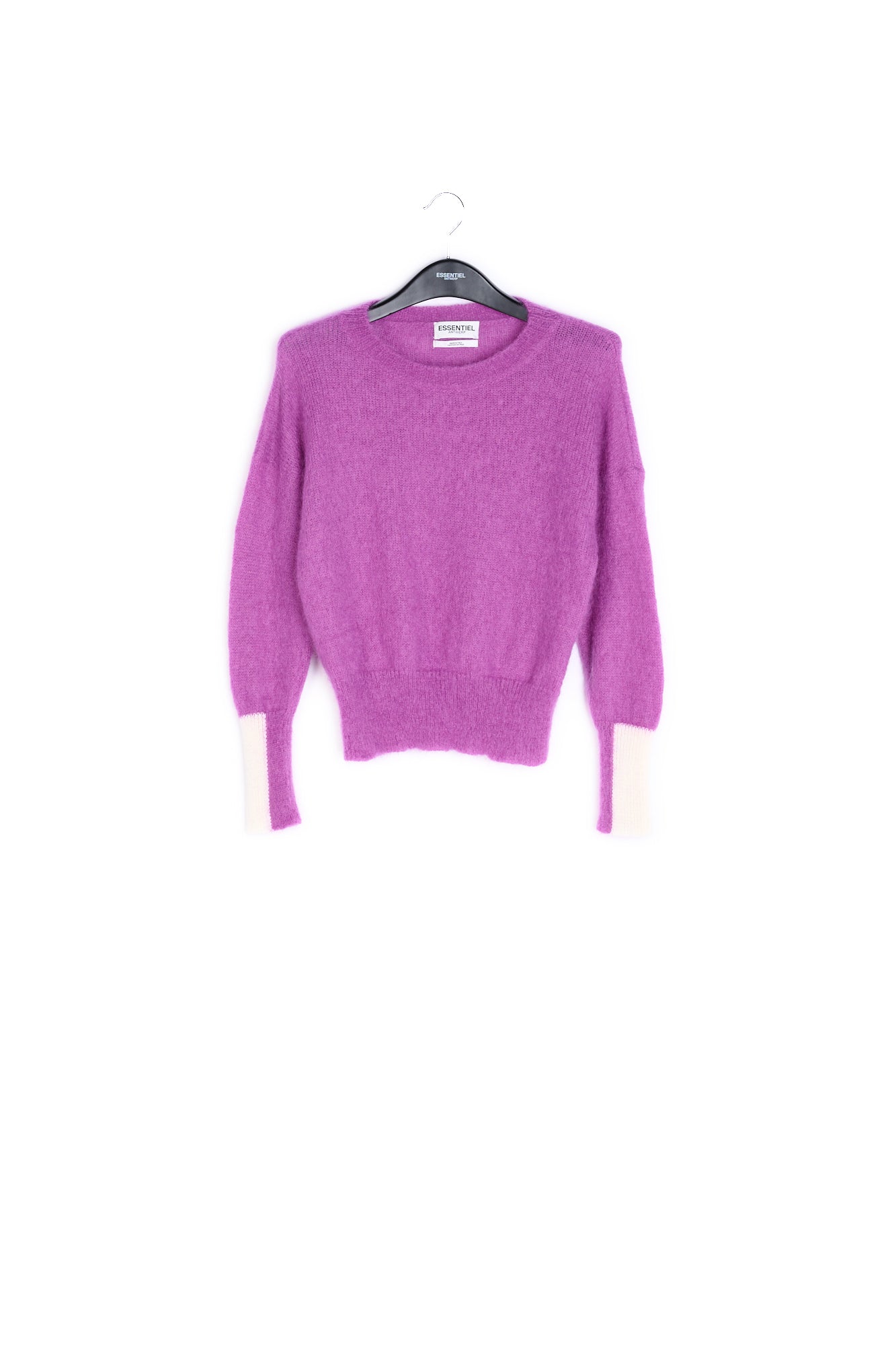 Purple light knit sweater with contrasting cuffs RE—SSENTIEL | Essentiel second hand