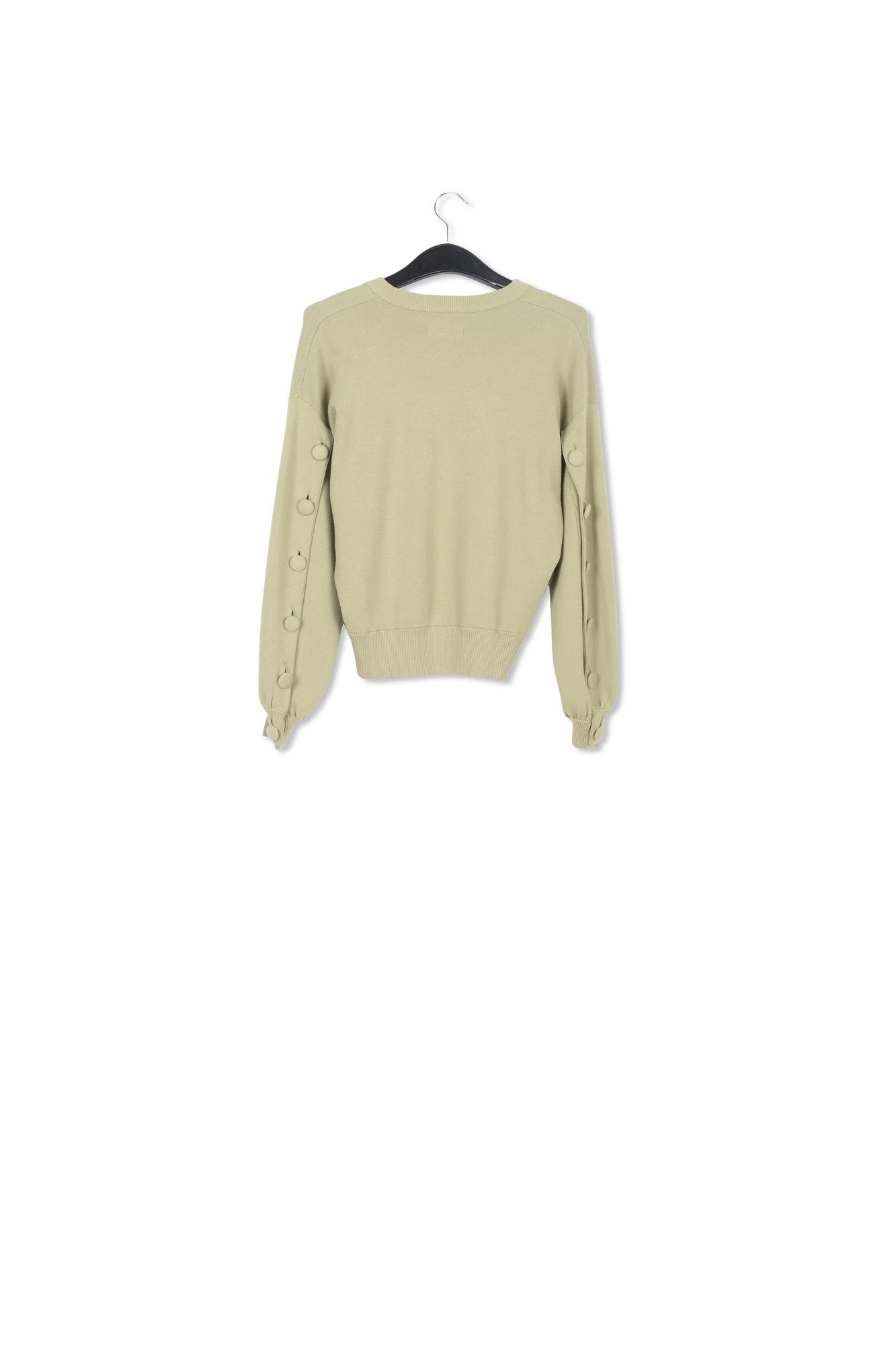 Pull en tricot kaki à manches boutonnées RE—SSENTIEL | Essentiel second hand