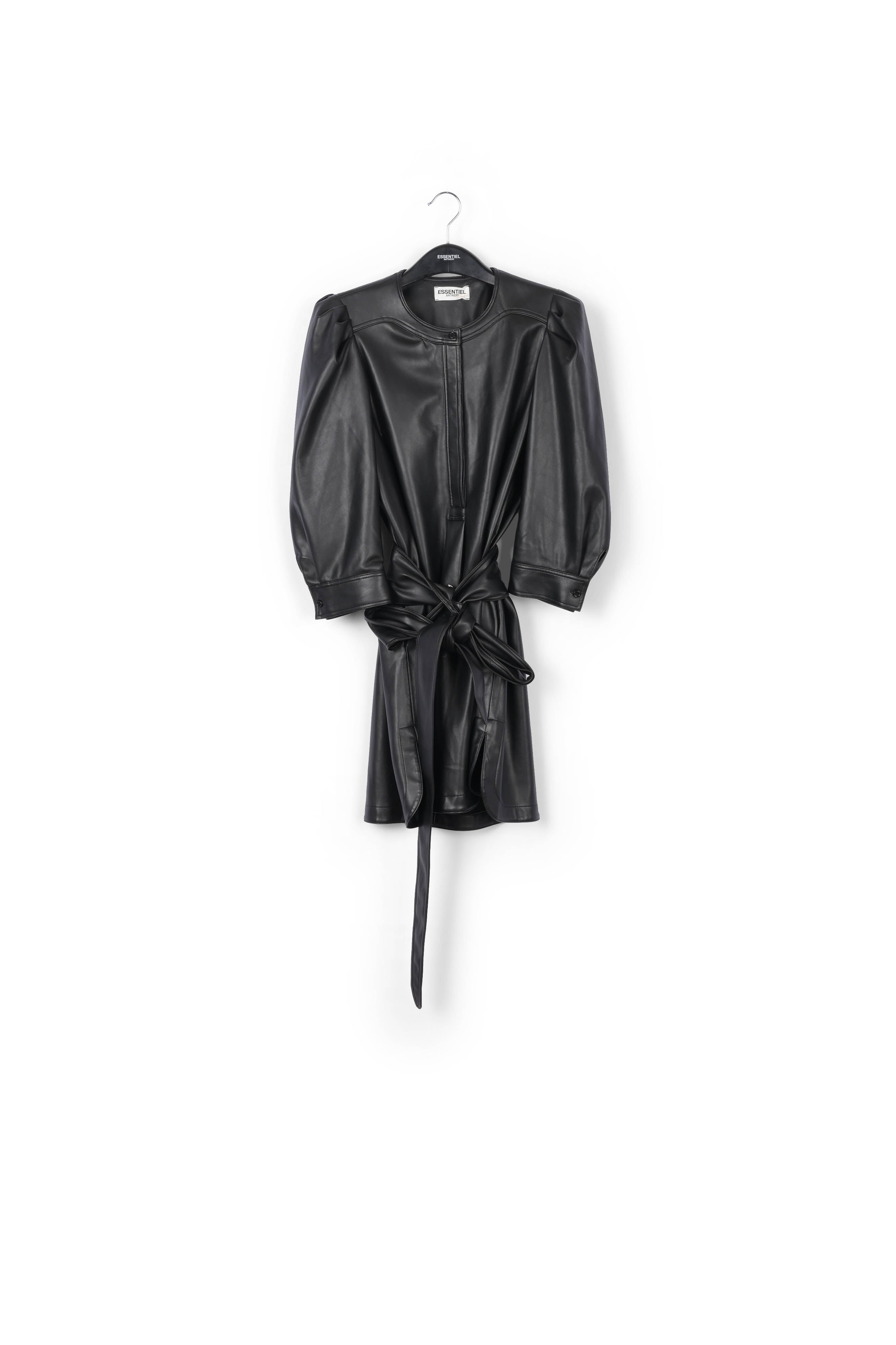 Mini-jupe en faux cuir noir à ceinture RE—SSENTIEL | Essentiel second hand