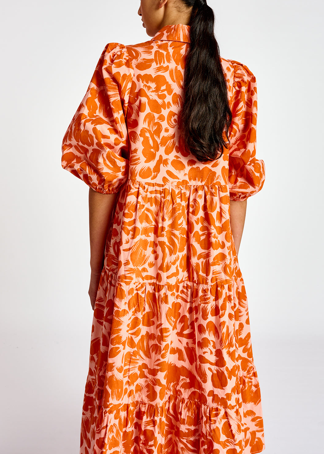 Light pink and orange floral-print maxi dress RE—SSENTIEL | Essentiel second hand