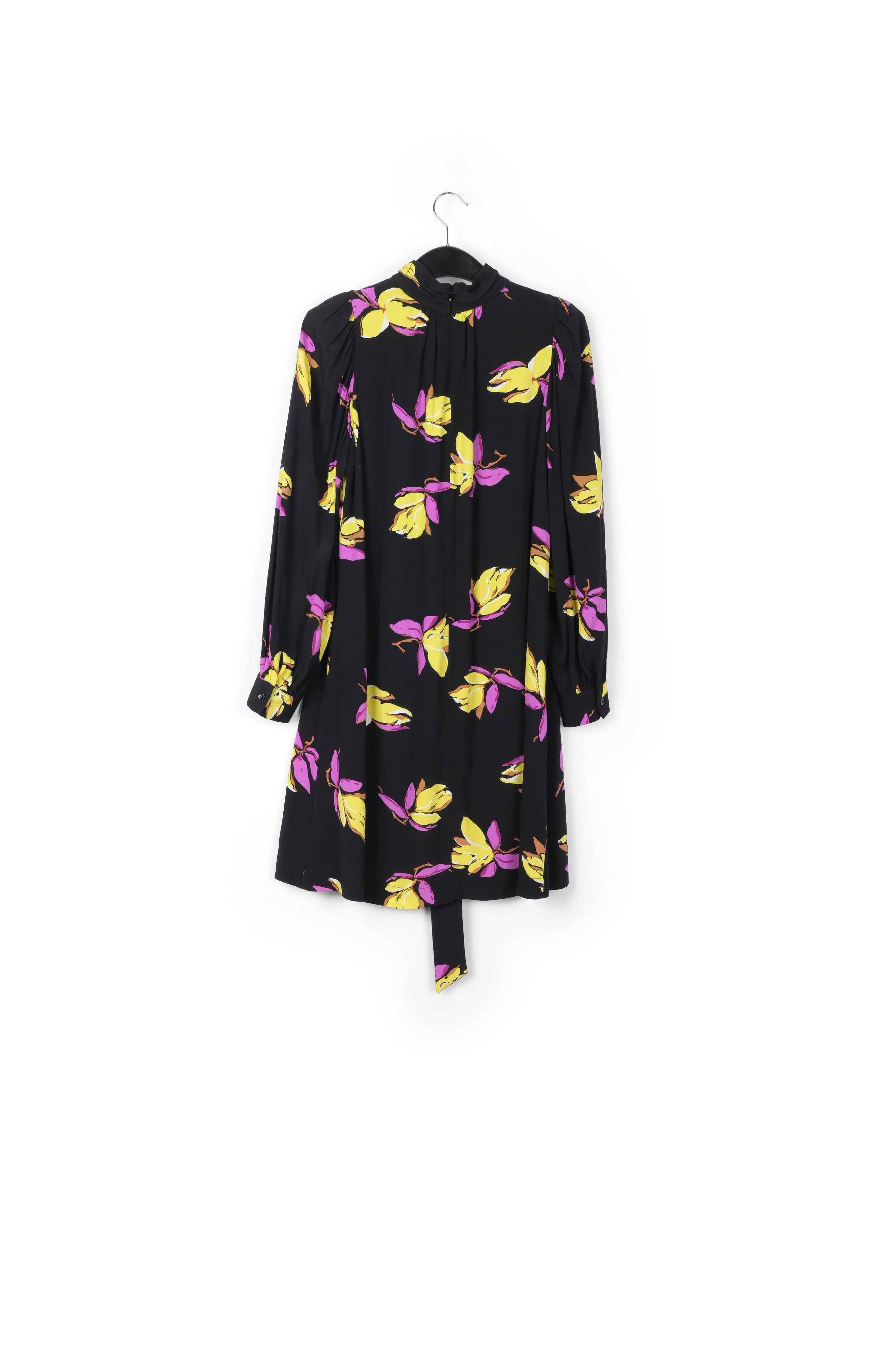 Black floral-printed mini dress RE—SSENTIEL | Essentiel second hand