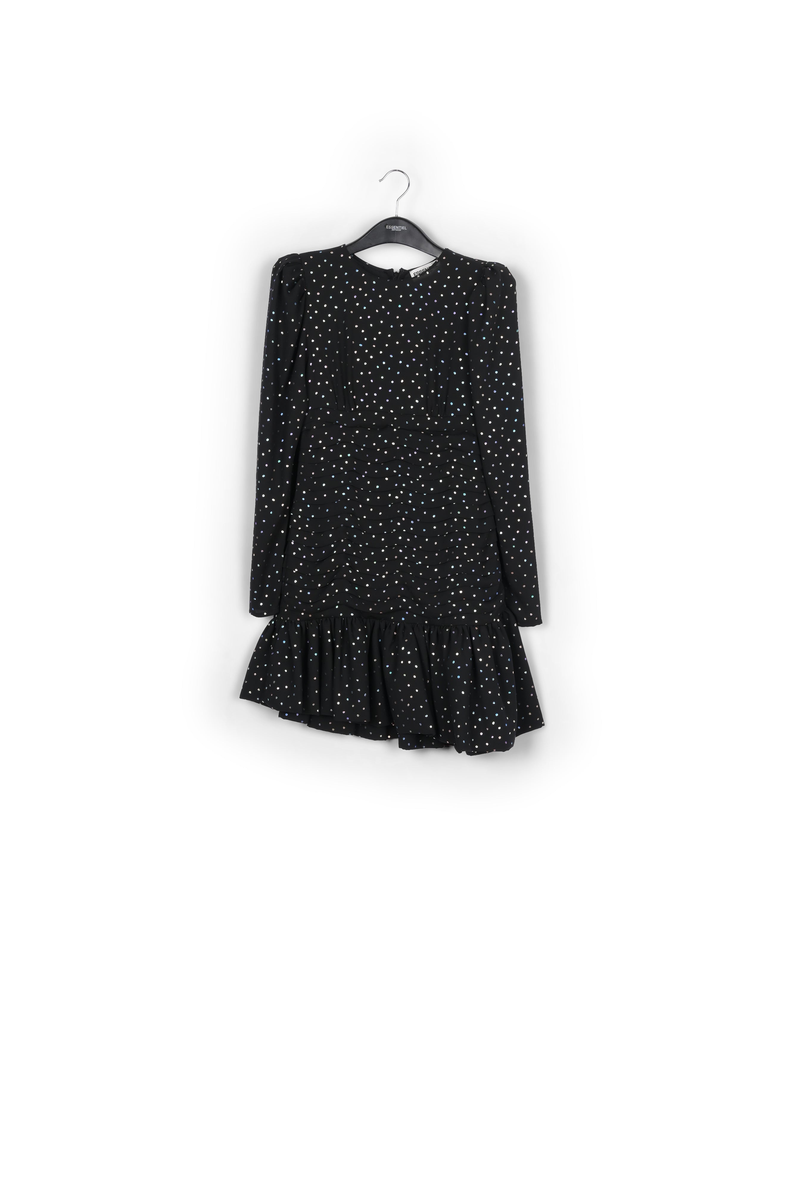 Black mini dress with holographic polka dots RE—SSENTIEL | Essentiel second hand