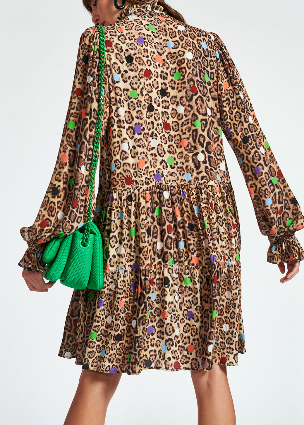 Leopard print and dots A-line mini dress RE—SSENTIEL | Essentiel second hand