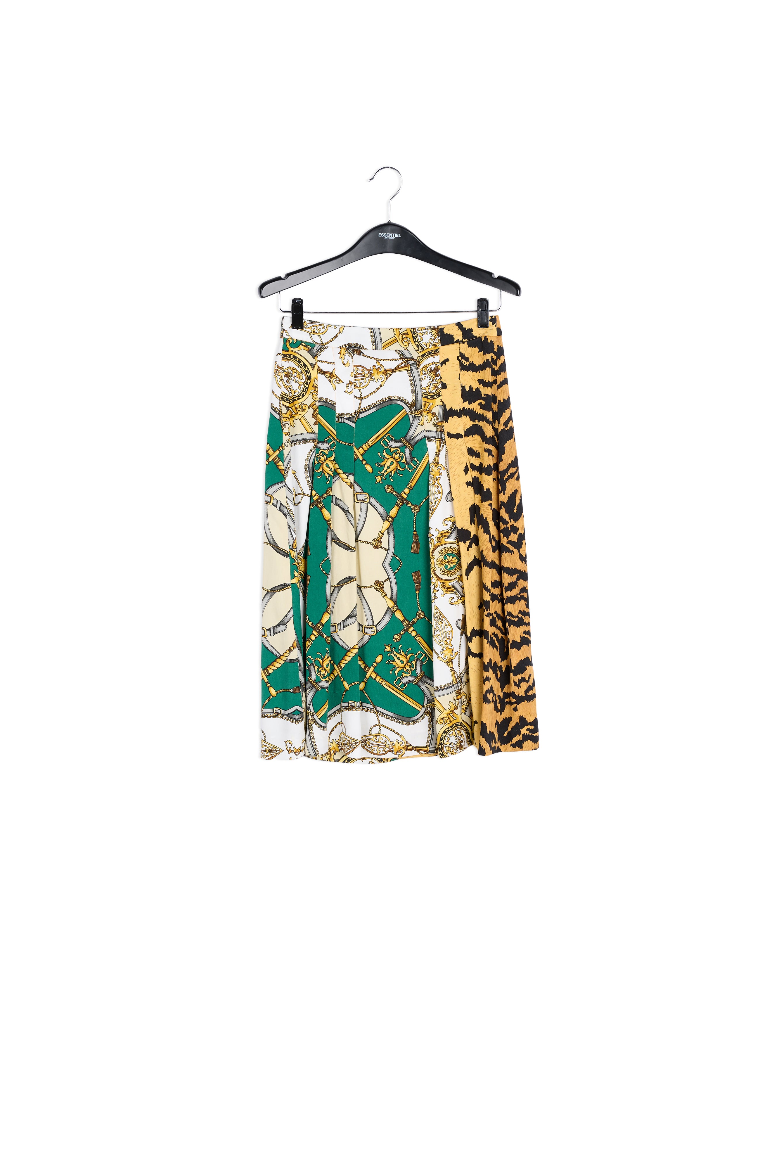 Jupe midi vert bouteille à imprimé tigre RE—SSENTIEL | Essentiel second hand