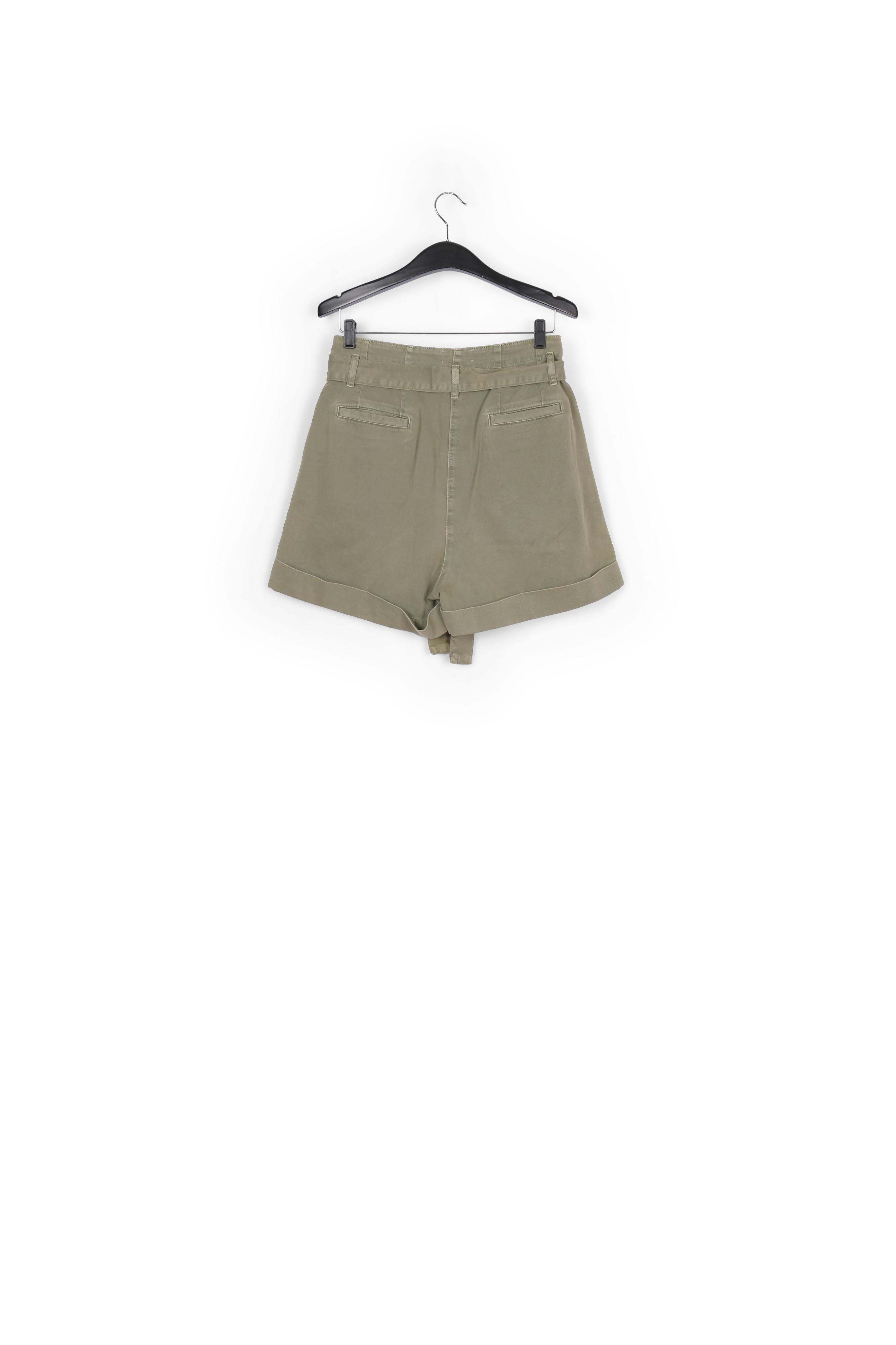Khaki green belted denim shorts RE—SSENTIEL | Essentiel second hand