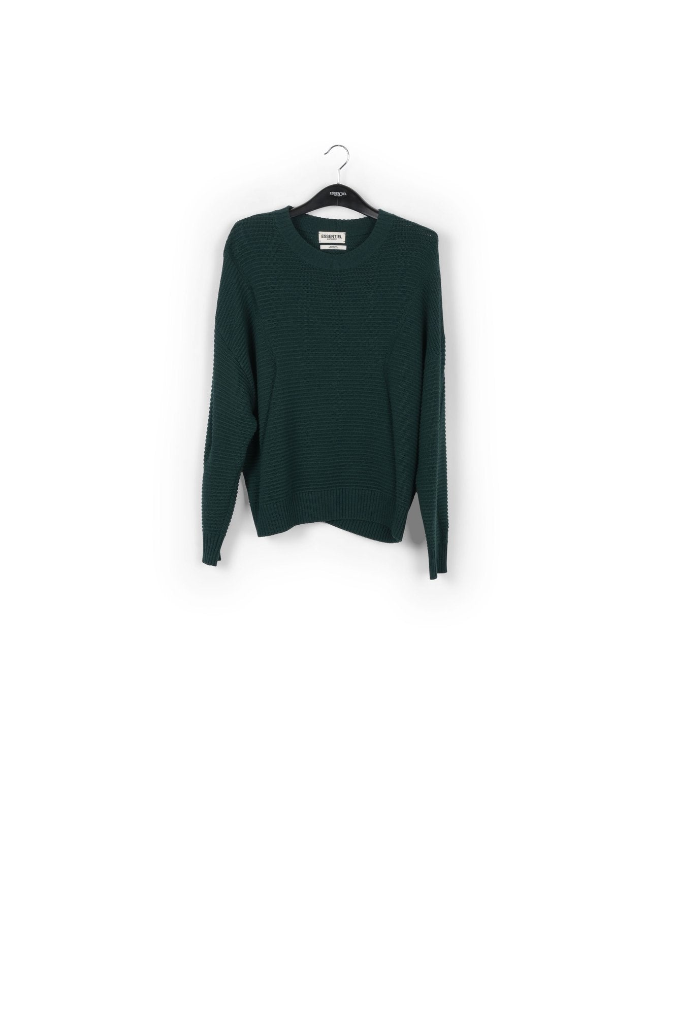 Pull en tricot côtelé vert foncé RE—SSENTIEL | Essentiel second hand