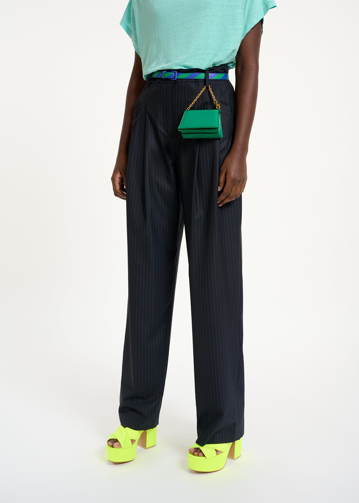 Dark blue pinstriped tailored pants RE—SSENTIEL | Essentiel second hand