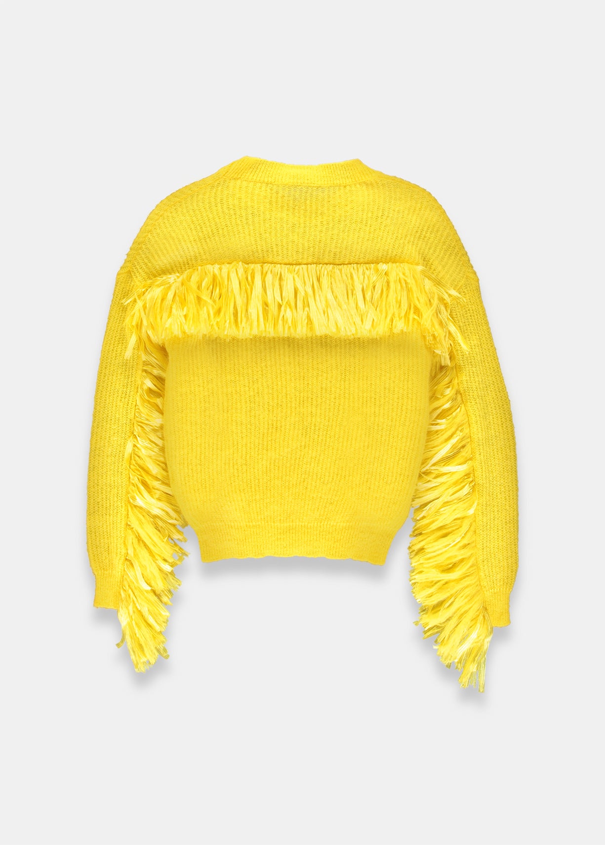 Yellow ribbed-knit sweater with fringed sleeves RE—SSENTIEL | Essentiel second hand