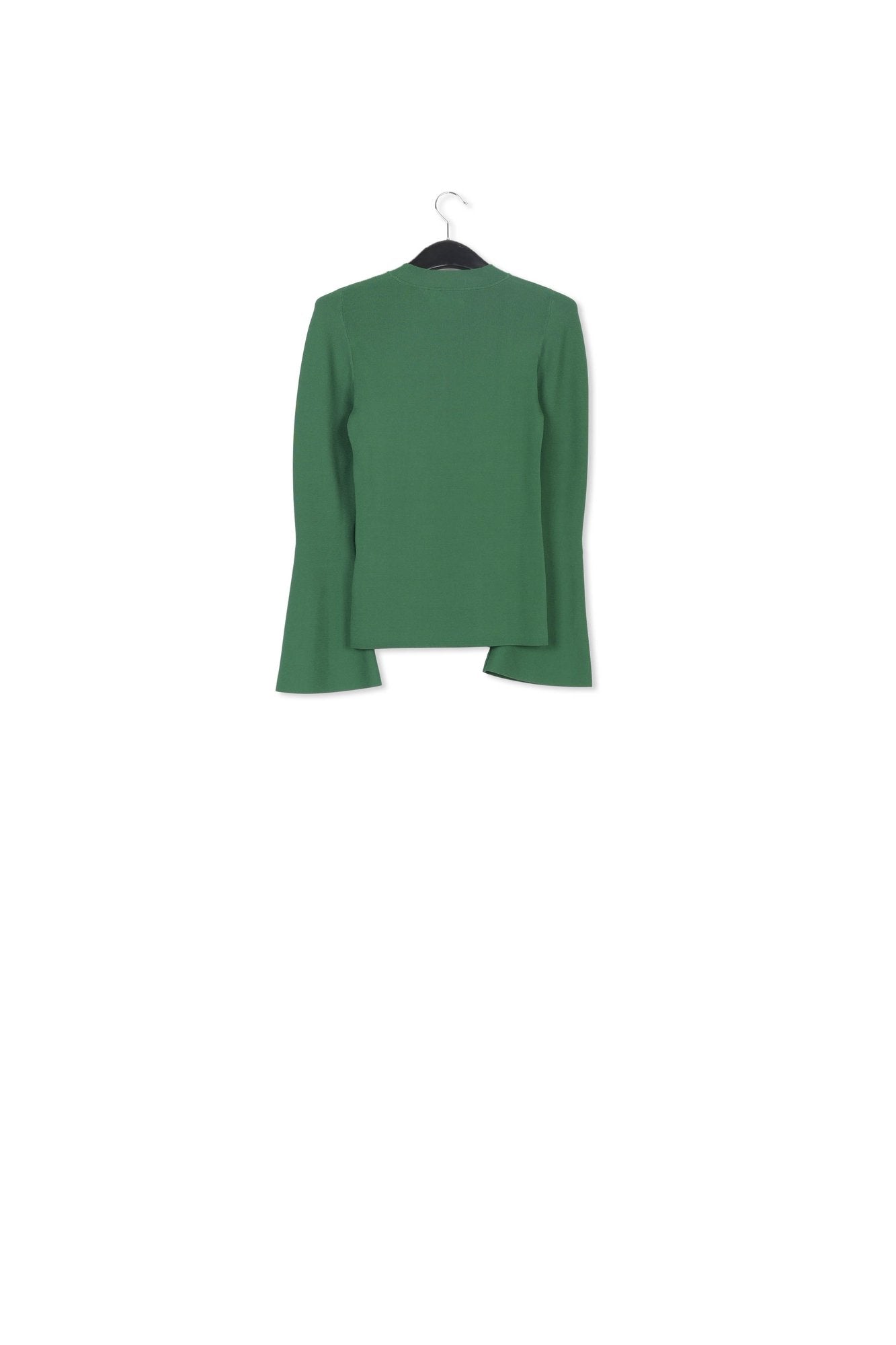Dark green slim-fit knit sweater with trumpet sleeves RE—SSENTIEL | Essentiel second hand