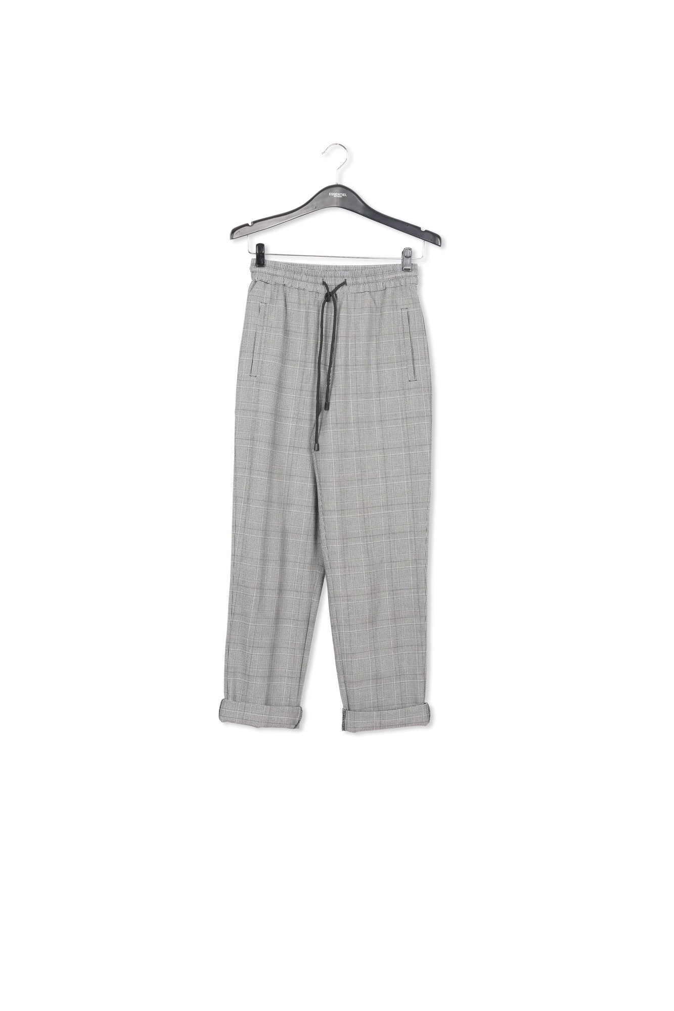 Grey pants with check motif RE—SSENTIEL | Essentiel second hand