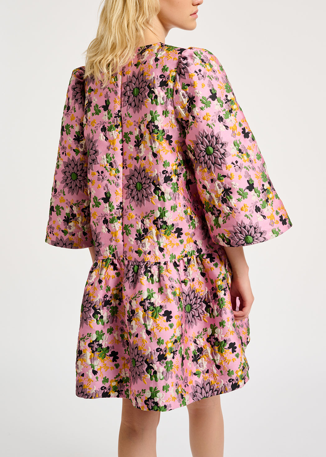 Pink floral jacquard mini dress RE—SSENTIEL | Essentiel second hand