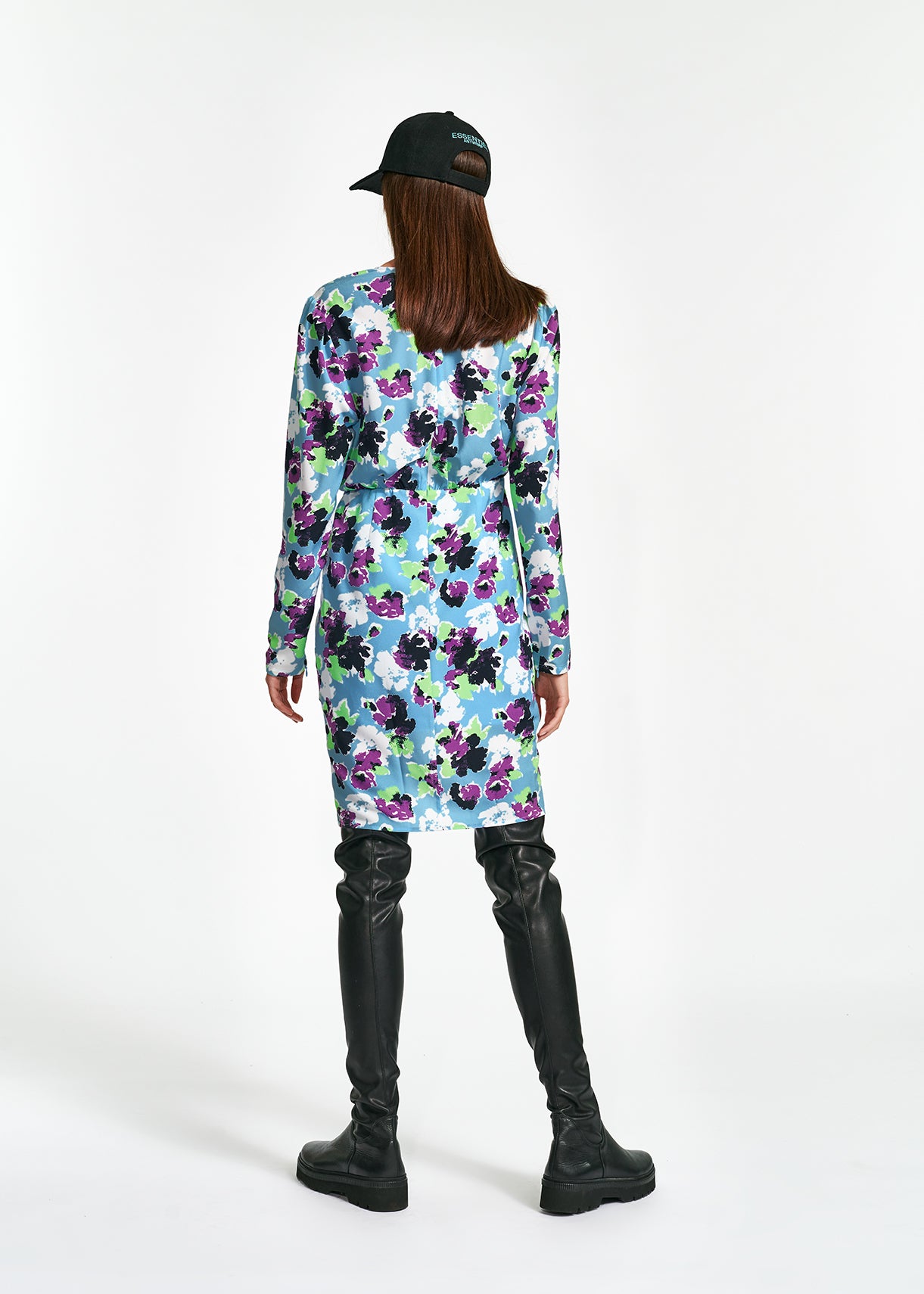 Mini-robe cache-cœur bleu clair à fleurs RE—SSENTIEL | Essentiel second hand