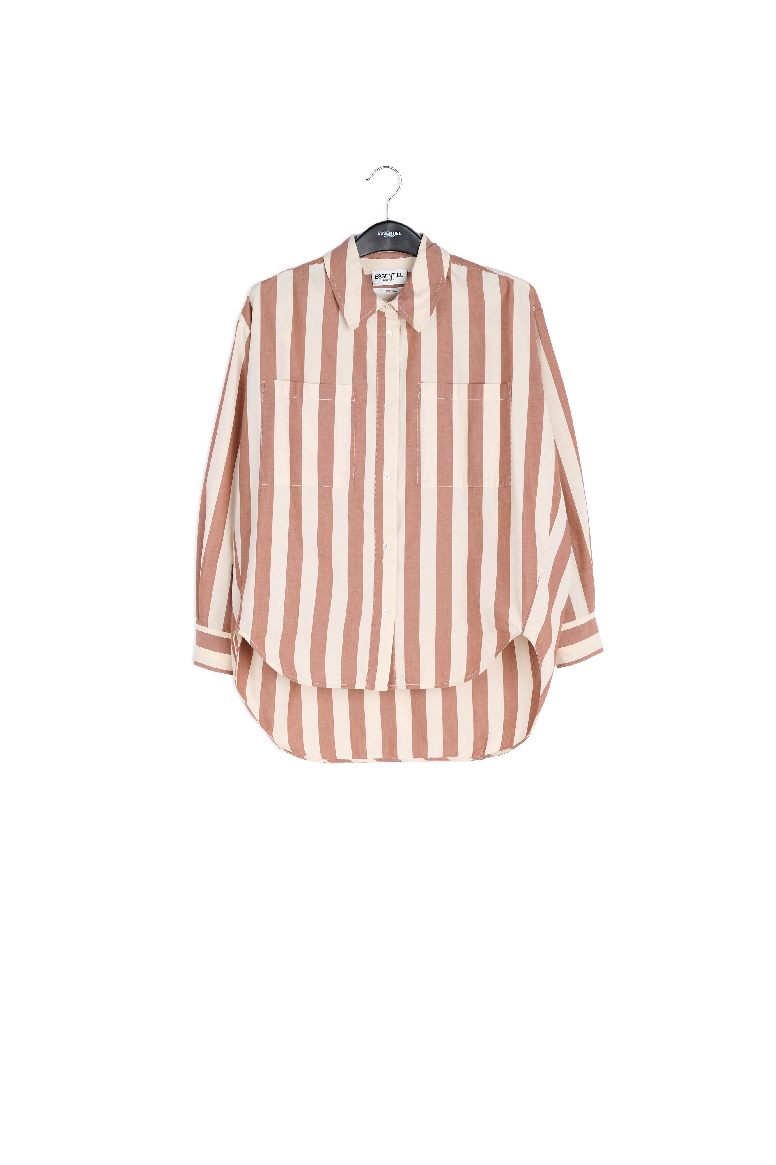 Off-white and pink striped cotton shirt RE—SSENTIEL | Essentiel second hand