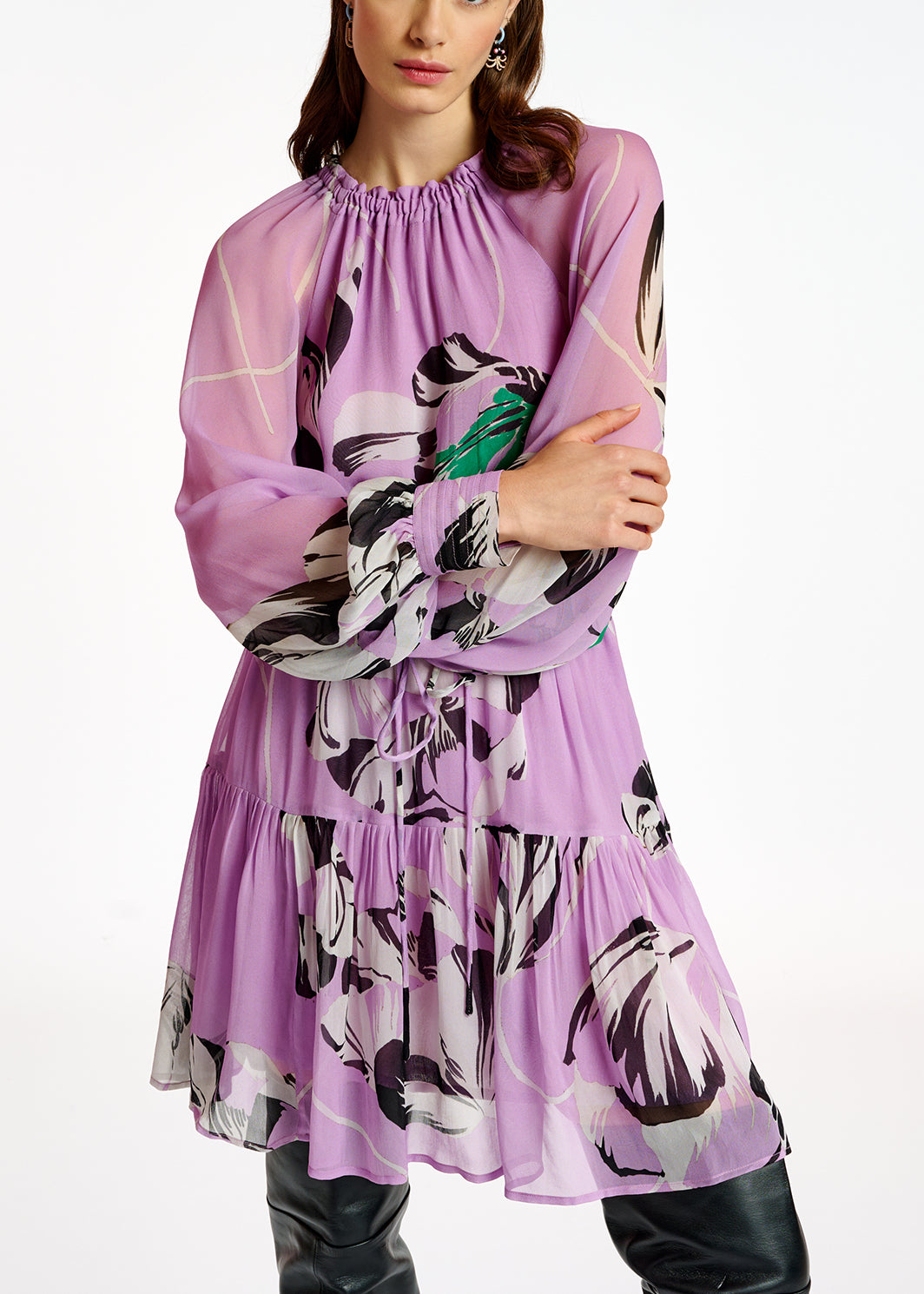 Lila mini-jurk met bloemenprint RE—SSENTIEL | Essentiel second hand