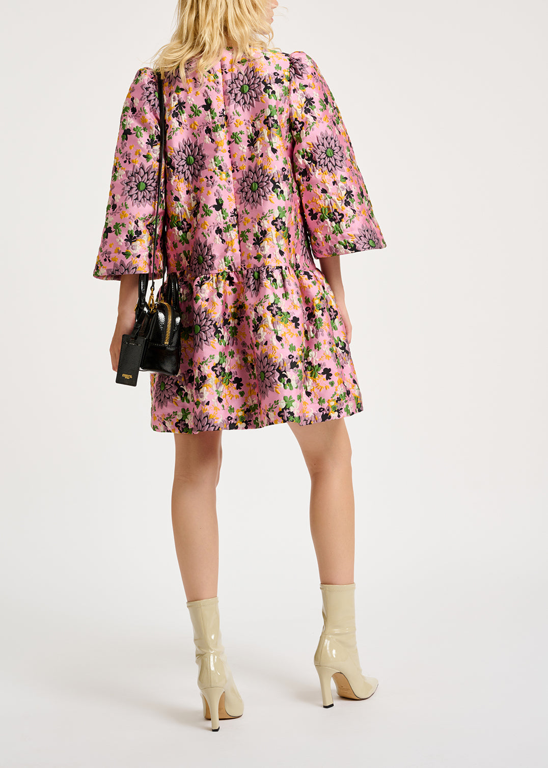 Pink floral jacquard mini dress RE—SSENTIEL | Essentiel second hand