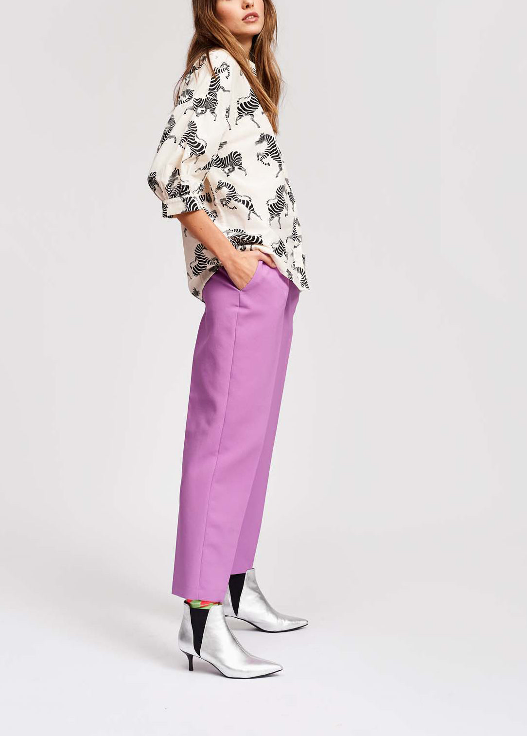 Purple classic tailored trousers RE—SSENTIEL | Essentiel second hand