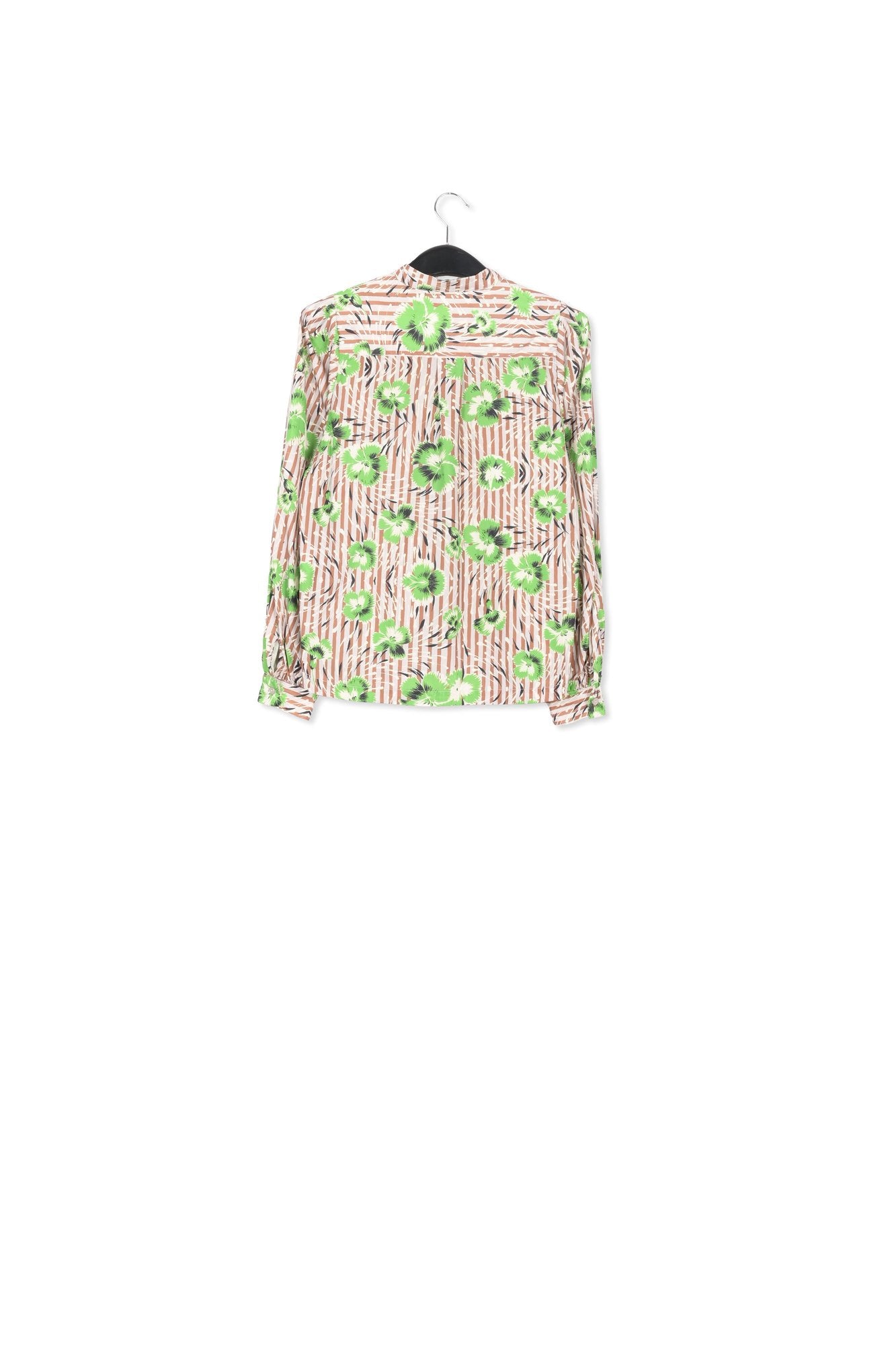 Stripe and red floral print puffed-sleeve top RE—SSENTIEL | Essentiel second hand