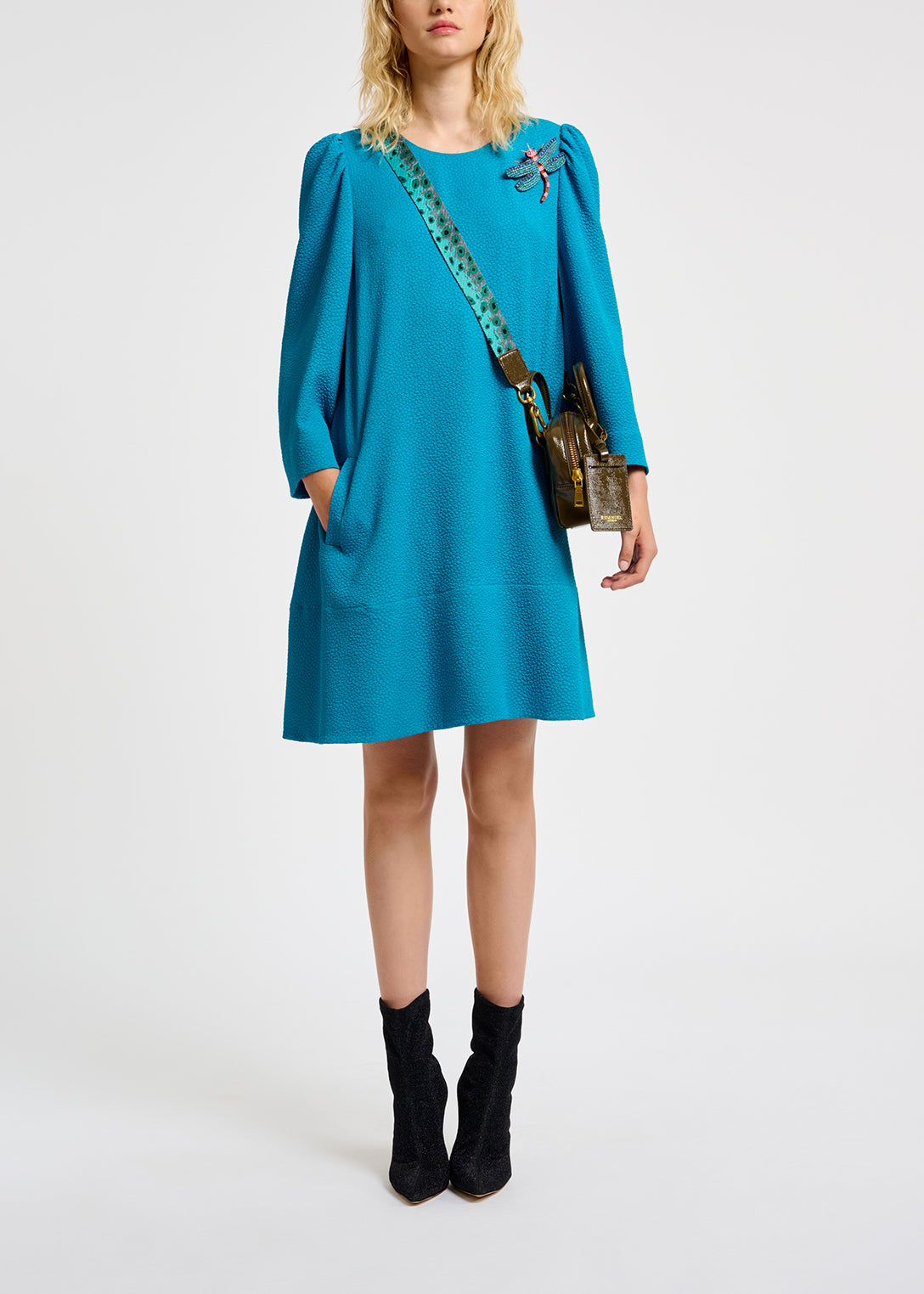 Mini-robe bleue à manches trompettes RE—SSENTIEL | Essentiel second hand