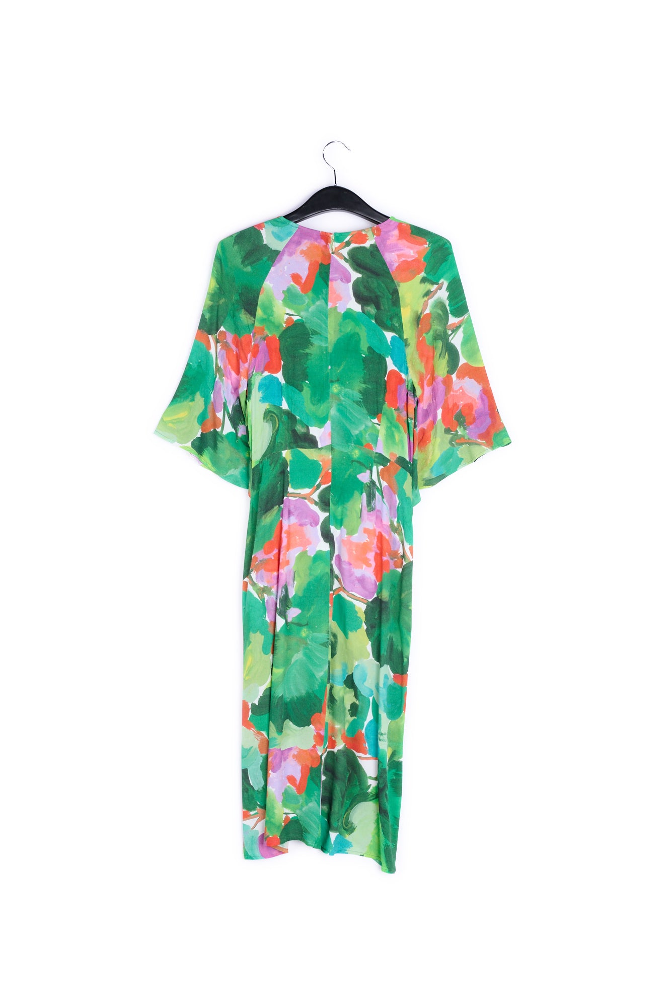 Green, lilac and orange watercolor-print midi dress RE—SSENTIEL | Essentiel second hand
