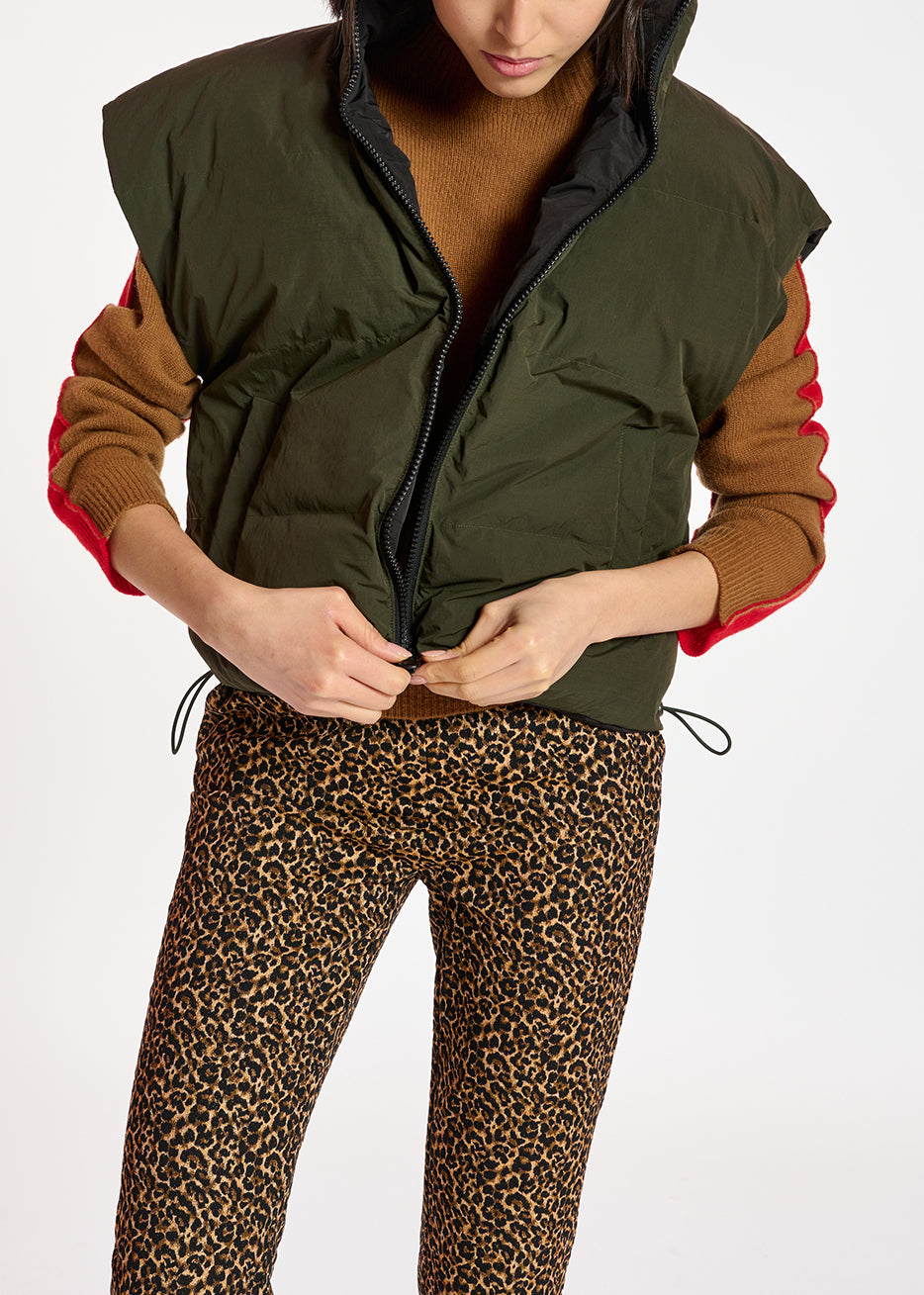 Black and khaki reversible puffer vest RE—SSENTIEL | Essentiel second hand